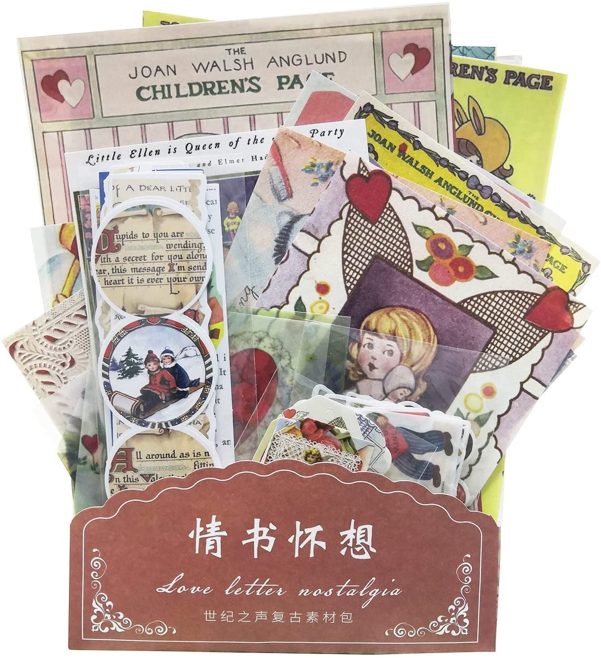 100-Piece Vintage Love Letter Stickers & Scrapbooking Paper Set - Decorative Washi Tape, Retro Junk Journal Supplies for DIY Art Journaling, Collage Crafts, Notebooks, Albums - Perfect for Gift Giving & Memory Keeping (Nostalgic Love Letter Theme)