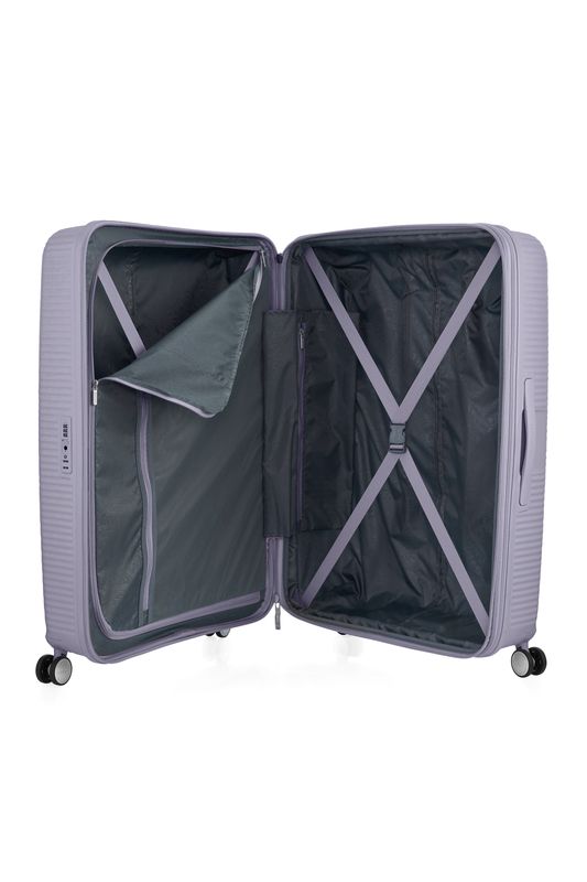American Tourister CURIO 2.0 80/30 Expandable Spinner Luggage - Hushed Orchid Glow | Lightweight Suitcase for Travel, Business Trips & Vacations