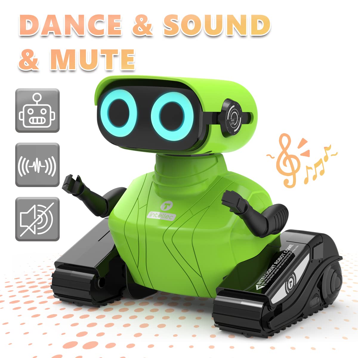 GILOBABY Remote Control Robot Toy for Kids - Interactive RC Robot with LED Eyes, Flexible Head & Arms, Dancing & Music - STEM Learning Toy for Boys & Girls Ages 3+ (Green) | Birthday Gift, Party Favor & Indoor Play Activity