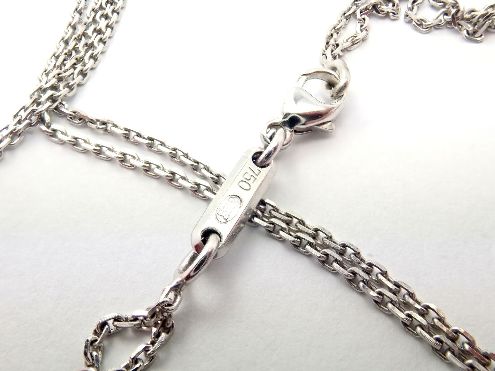 Authentic Chopard 18k White Gold Large Double Happy Hearts Diamond Necklace for Women - Luxury Valentine's Gift, Anniversary Jewelry & Special Occasion Present