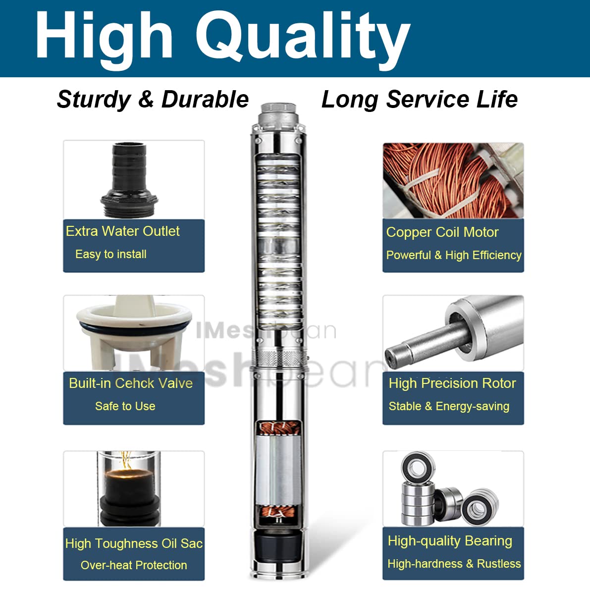 0.5HP/1HP/2HP Stainless Steel Deep Well Submersible Water Pump with 100ft Power Cord & Control Box - Heavy Duty for Home, Farm, Irrigation & Water Supply (1HP 110V)