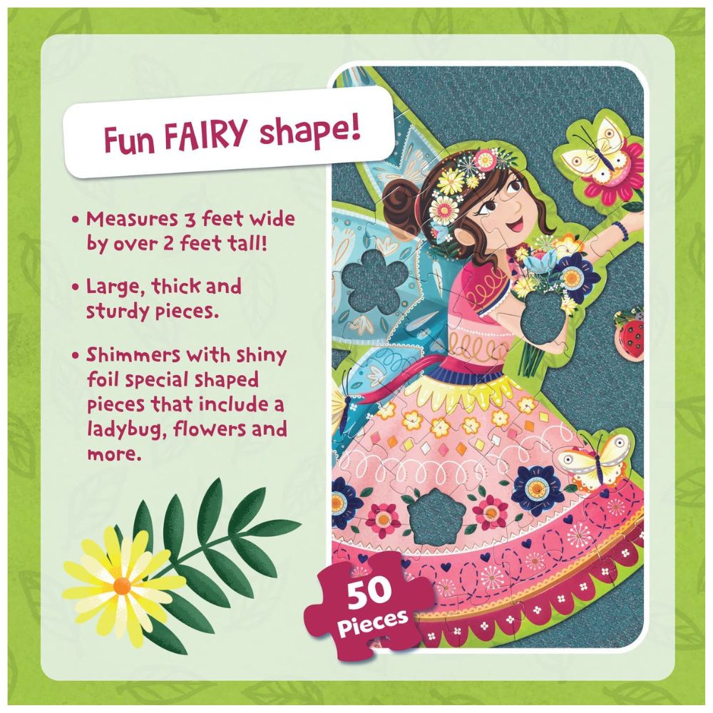 Peaceable Kingdom Shimmery Fairy Floor Puzzle for Kids - 48 Piece Glow in The Dark Jigsaw Puzzle for Girls & Boys Ages 3-6 - Perfect for Bedroom Decor, Playroom & Birthday Gifts