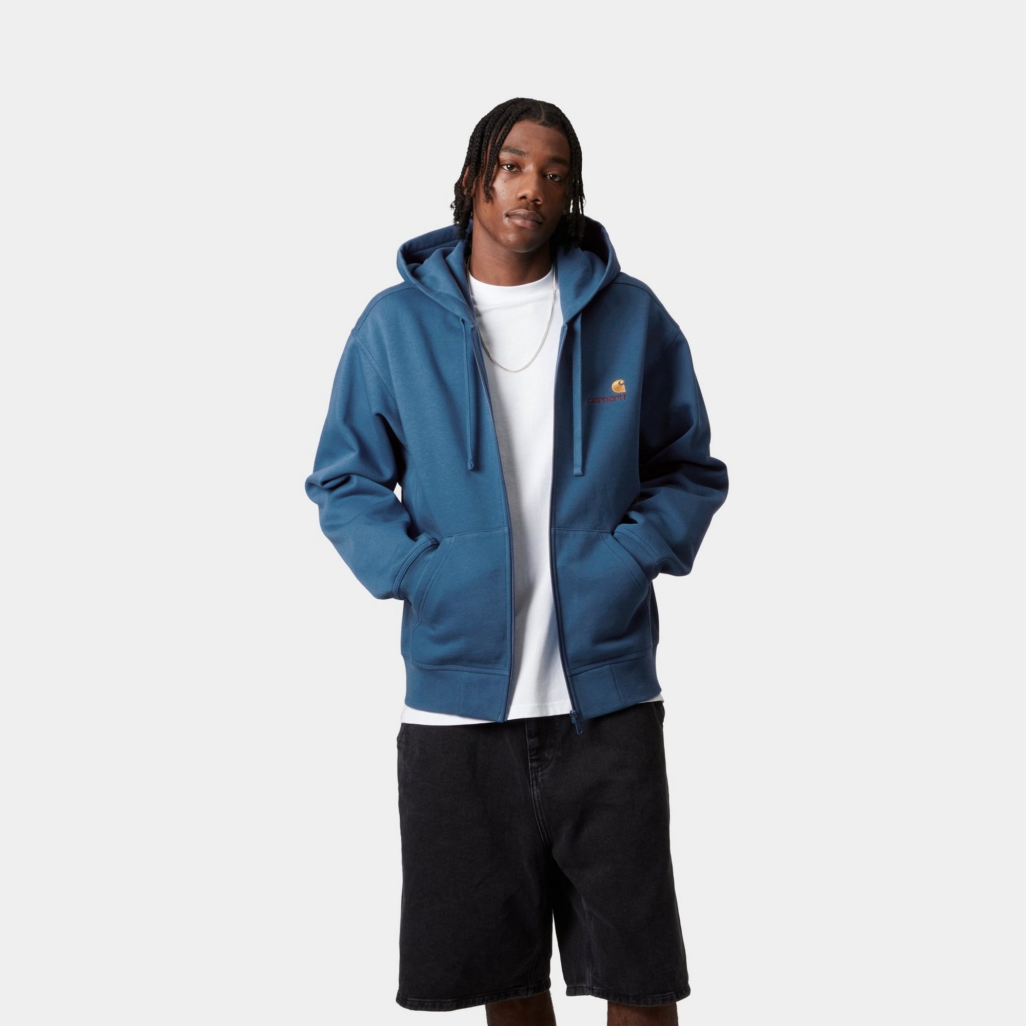 Hooded American Script Jacket - Trendy Pullover with Sodalite Design | Perfect for Casual Outings & Streetwear Fashion