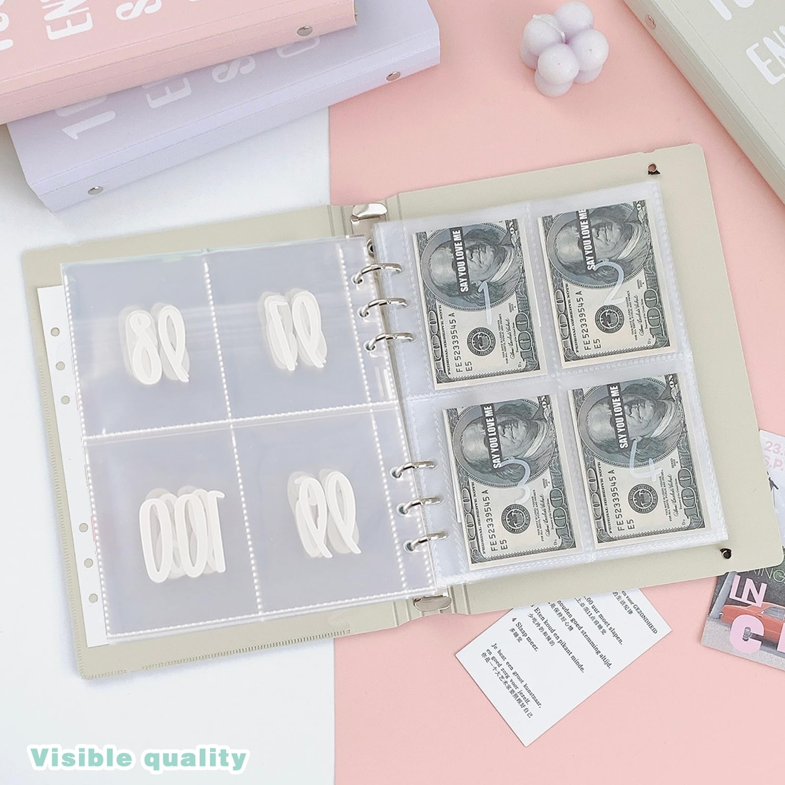 25 Pack A5 Cash Stuffing Envelopes - Money Saving Binder Inserts for Budget Planner, A5 6-Ring Binder Replacement Sheets, Pre-Numbered 1-100 (25 Sheets) - Perfect for Cash Envelope System, Budget Tracking & Financial Organization