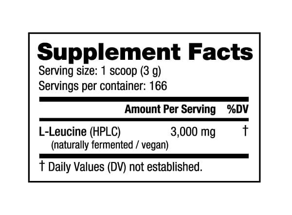 NutraBio 100% Pure L-Leucine Powder - Vegan Amino Acid Supplement for Muscle Recovery & Growth - Naturally Fermented, Non-GMO, Gluten Free (500g) - Ideal for Post-Workout & Athletic Performance Support