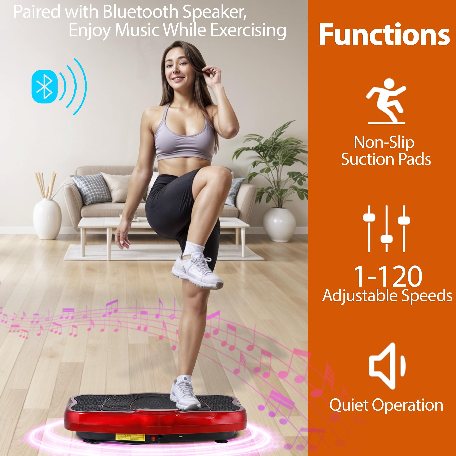Premium Vibration Plate Exercise Machine for Weight Loss & Lymphatic Drainage - Whole Body Workout Equipment with Bluetooth, Remote & Loop Bands - 120 Speed Levels - Home Gym & Travel Fitness Solution