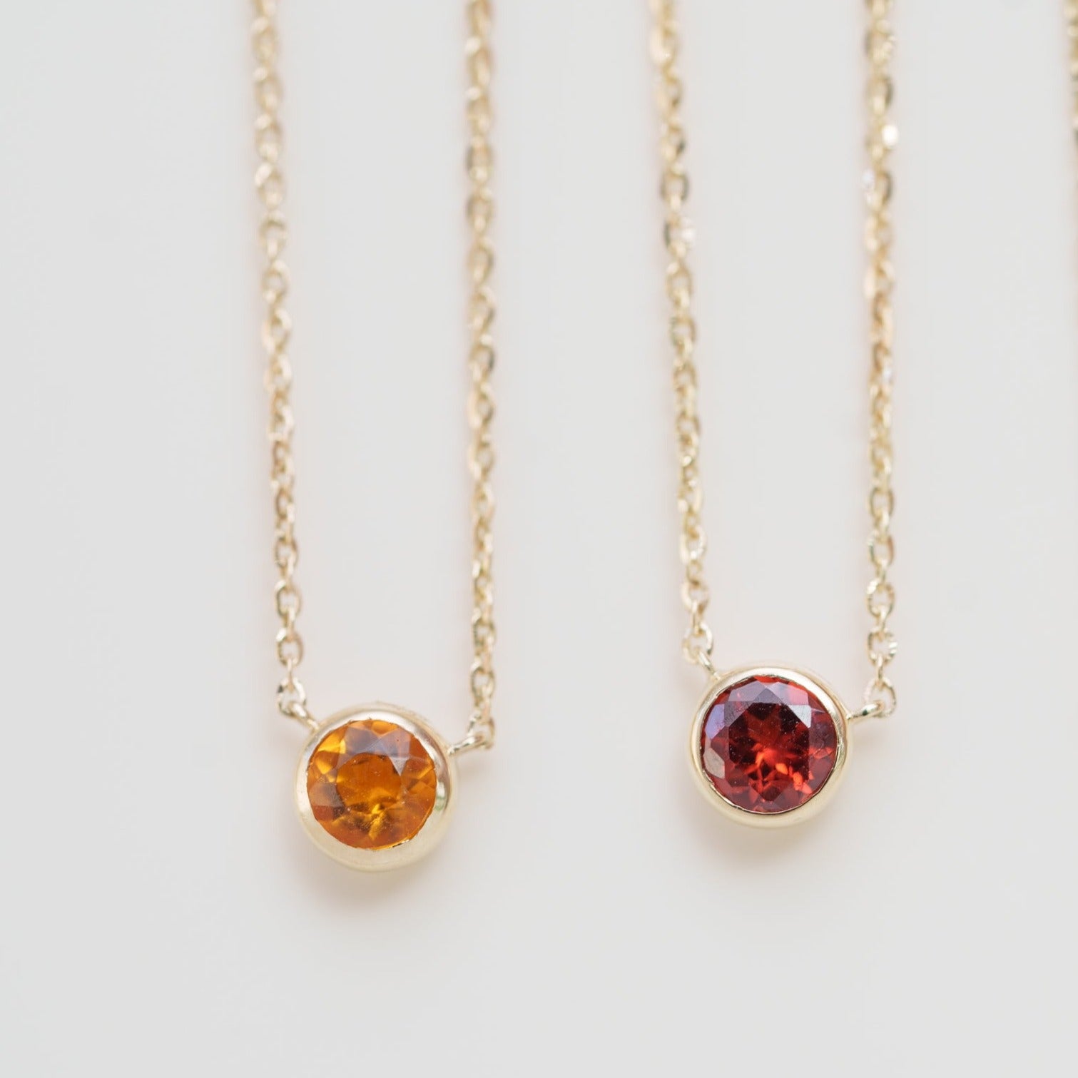 Garnet Station Necklace - Bezel Set in Solid 14k Yellow Gold | Elegant Everyday Jewelry for Women, Perfect Gift for Birthday, Anniversary & Valentine's Day