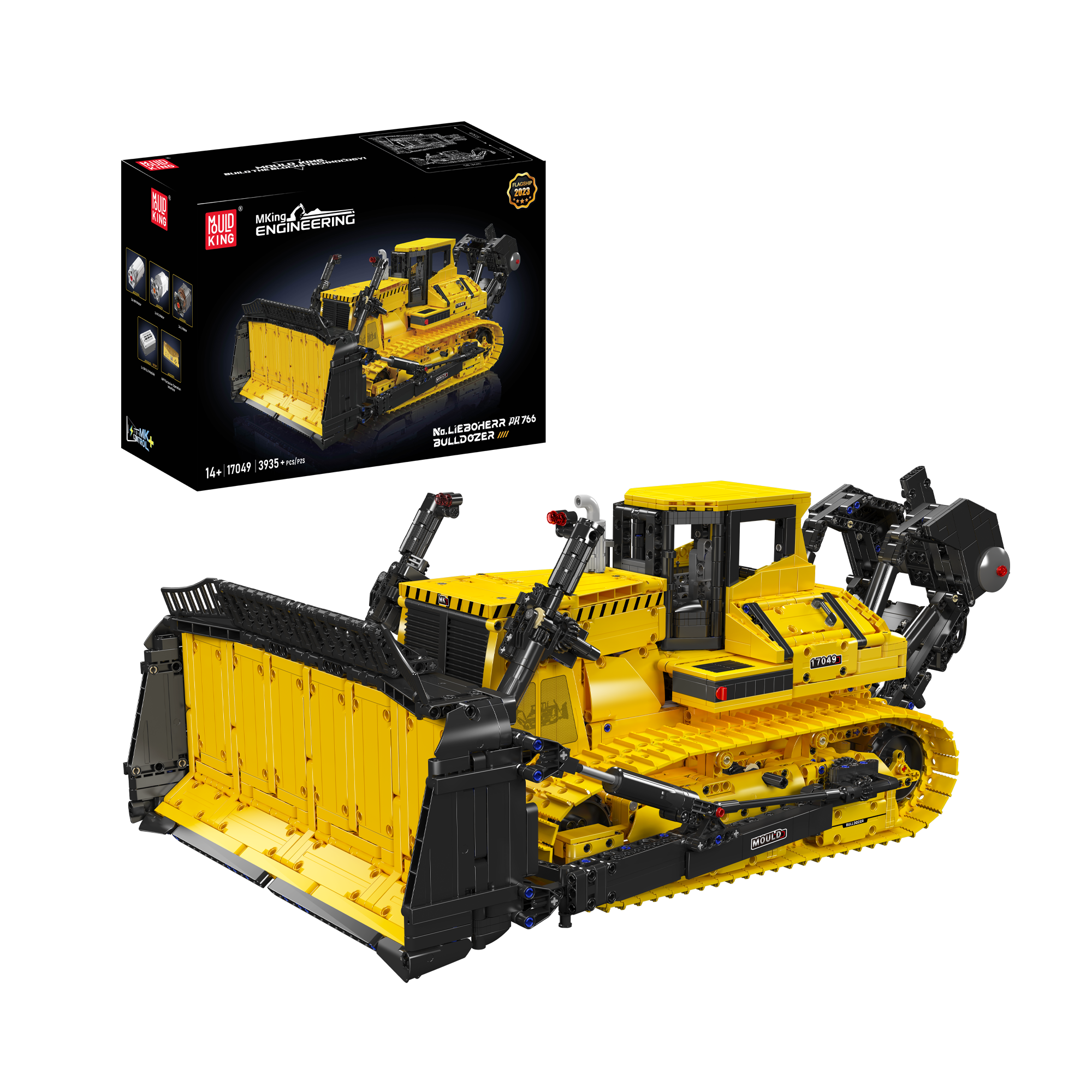 MOULD KING 17049 Liebherr PR766 Remote Control Bulldozer Building Blocks Set - 3568 Pieces STEM Construction Toy for Kids & Adults | DIY Engineering Model, Birthday Gift, Collector's Item | Playtime, Home Decoration, Educational Activity