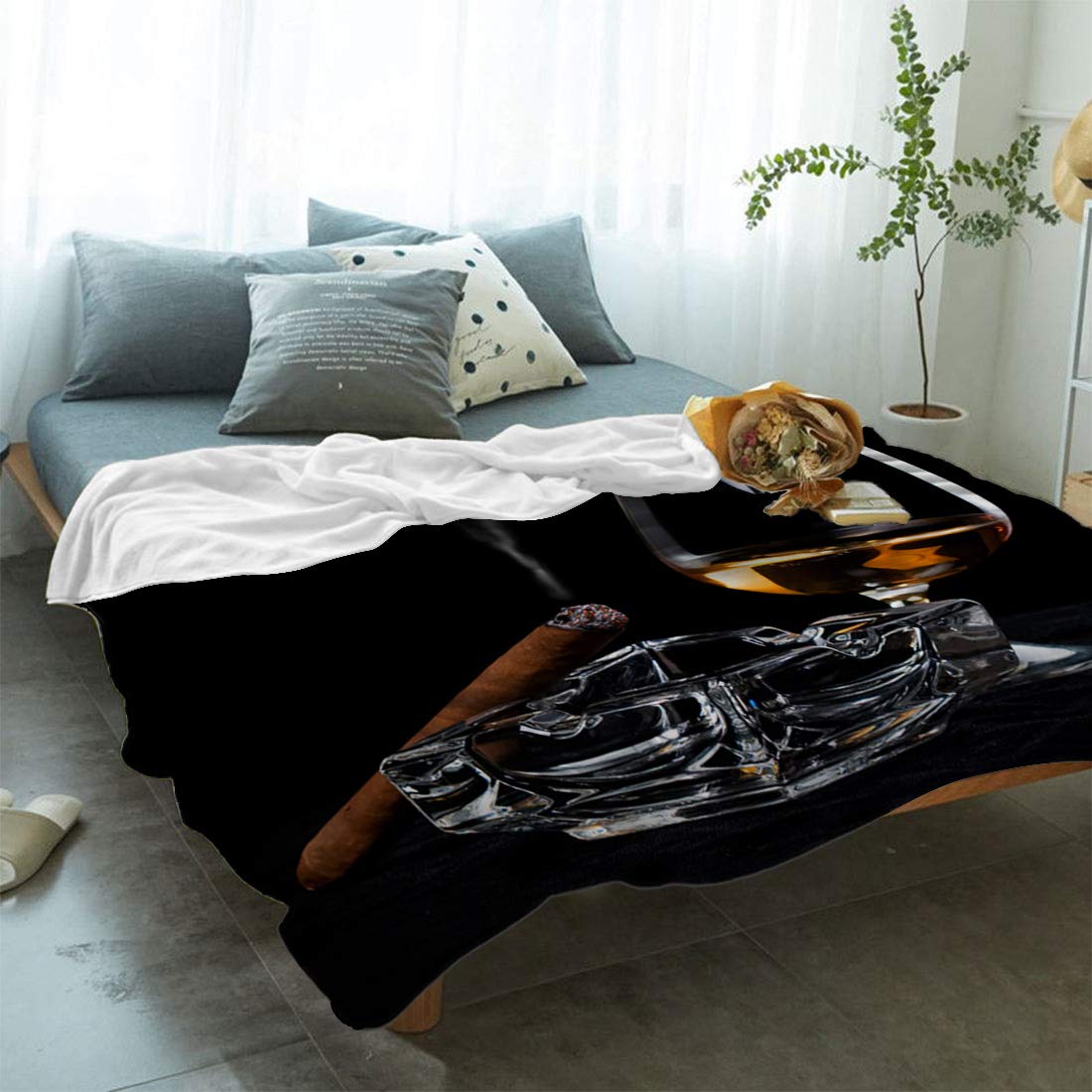 Premium Fleece Blankets for Adults - Ultra Soft Plush Throw Blanket 50x60 Inches - Cozy All-Season Warmth for Men & Women - Perfect for Living Room, Bedroom, Couch & Home Decor - Great Gift for Wine Lovers & Cigar Enthusiasts