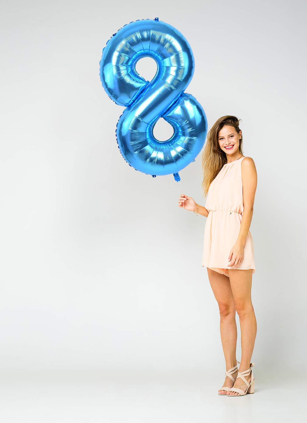 40 Inch Blue Jumbo Digital 8 Number Balloons - Giant Foil Mylar Balloons for Birthday Parties, Weddings, Bridal Showers, Anniversaries & Photo Shoots - Perfect for Event Decorations and Celebration Backdrops