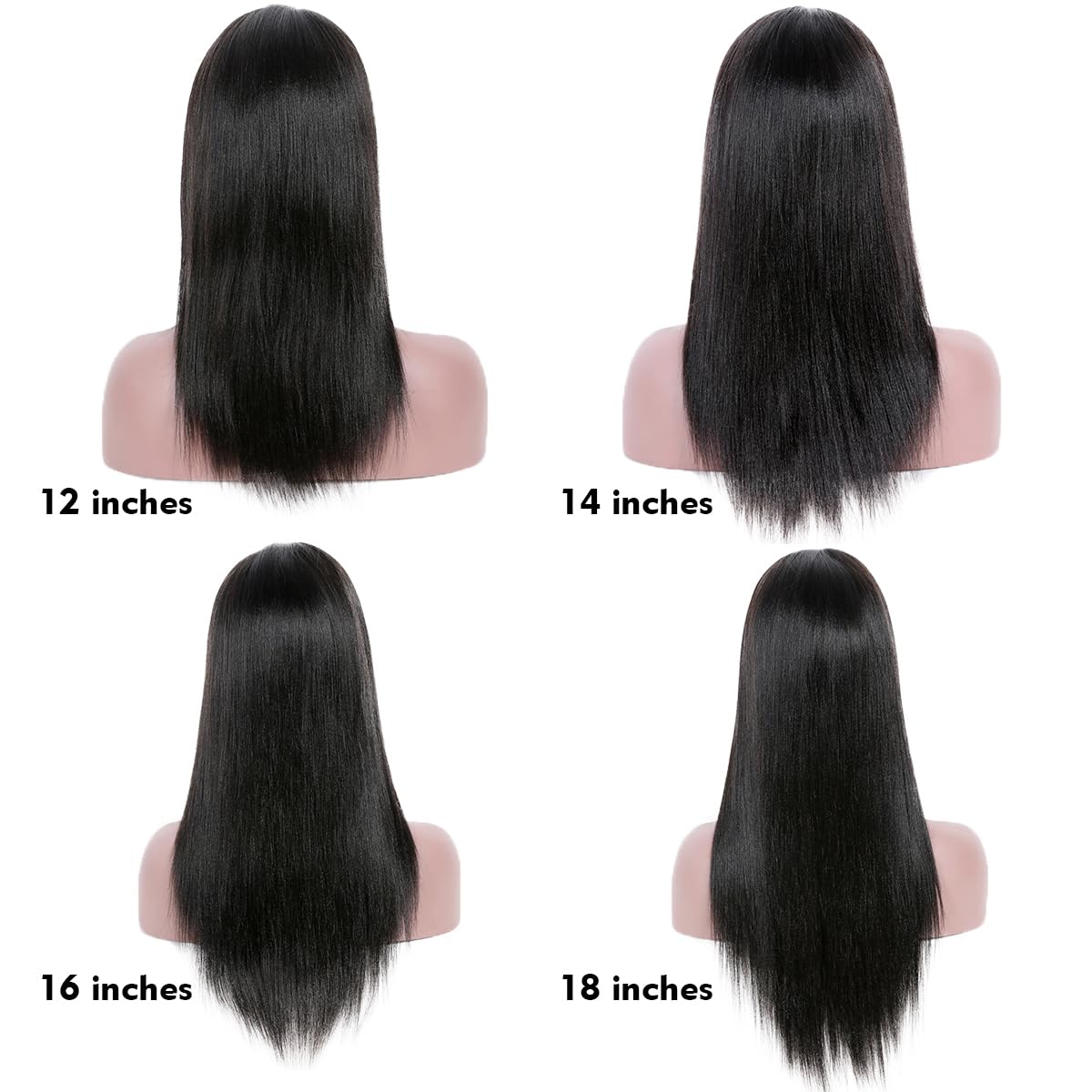 360 Glueless Lace Front Wigs Human Hair - Pre Plucked Light Yaki Straight 16