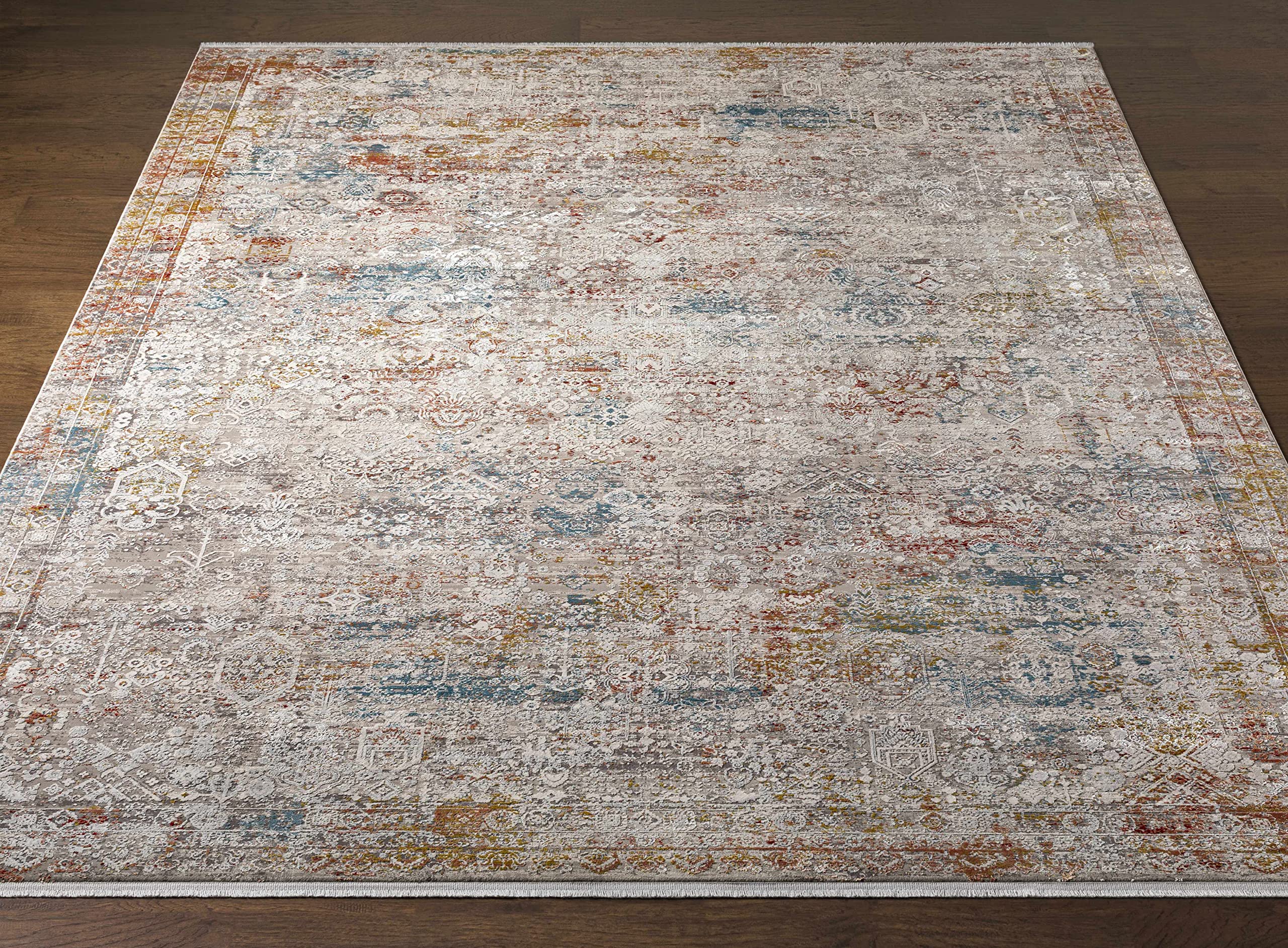 Hauteloom Witheridge Modern Hallway & Kitchen Runner Rug - Blue, Pink, Gray - 3' x 8' - Non-Slip Washable Rug for Entryway, Dining Room, Bathroom Decor