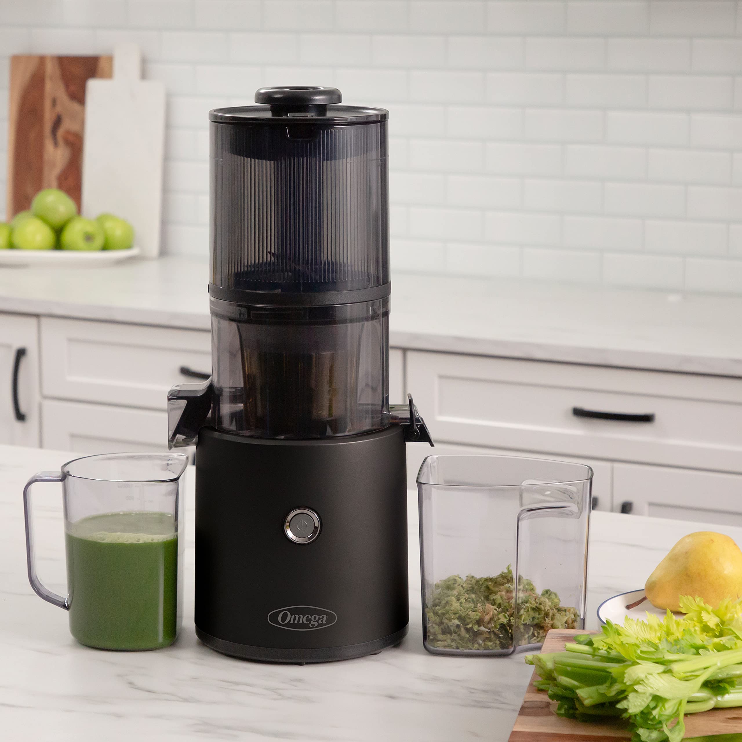 Omega Juicer Easy Clean Slow Masticating Cold Press Juicer - 68oz Large Hopper, 150W Motor for Fruits & Vegetables - Perfect for Healthy Juicing, Detox & Weight Loss - Effortless Batch Juicing with No-Prep Design (Black)