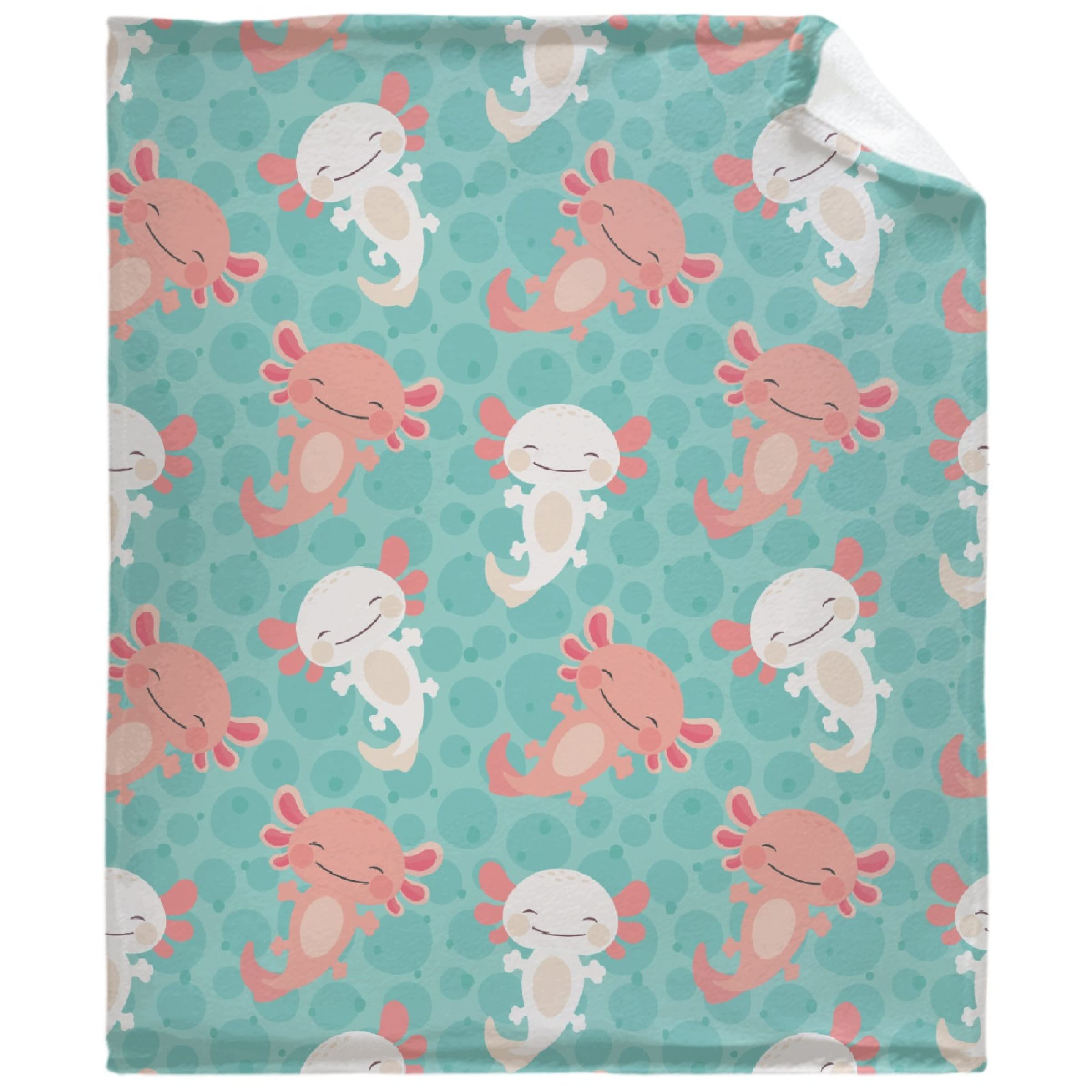 Cute Axolotl Blanket - Super Soft Cartoon Animal Throw Blanket for Teens, Lightweight & Cozy, Perfect for Sofa, Bed, or Chair (60