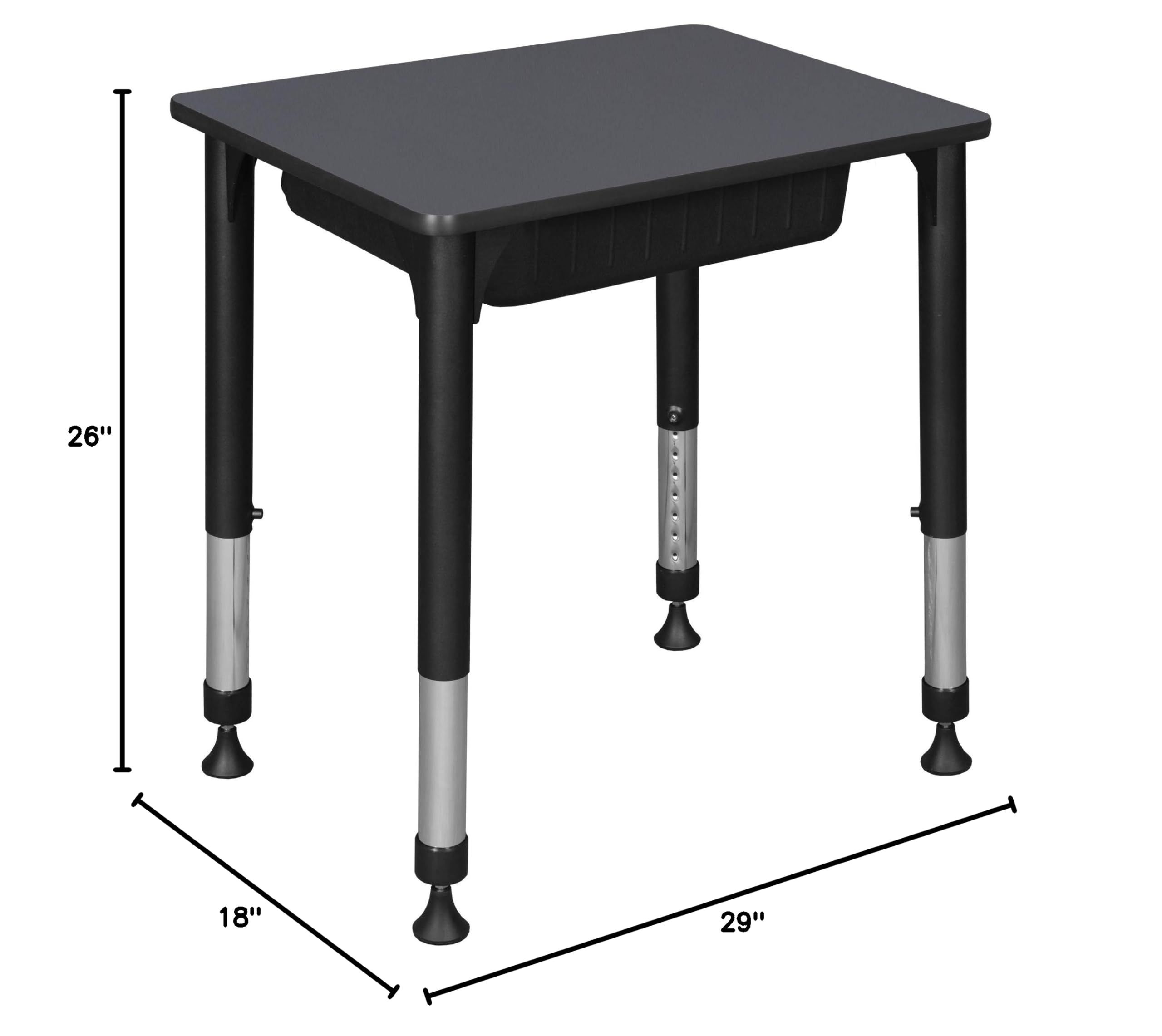 Regency Height Adjustable Rectangular Student Desk with Storage Shelf - 18.5