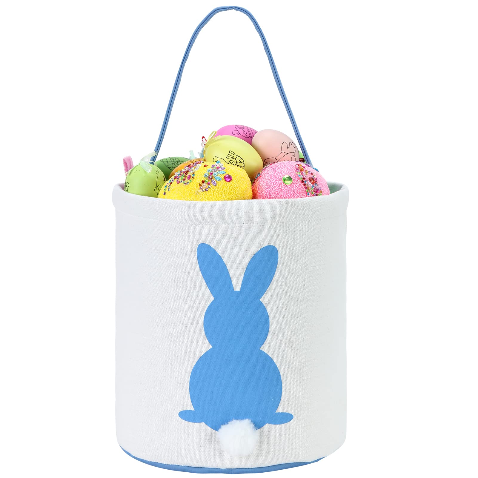 **Baseball Easter Bunny Basket with Handles - Halloween Trick or Treat Bag for Kids, Girls - Printed Tote Storage for Candies, Eggs & Gifts - Perfect for Easter, Halloween & Sports Themed Parties**