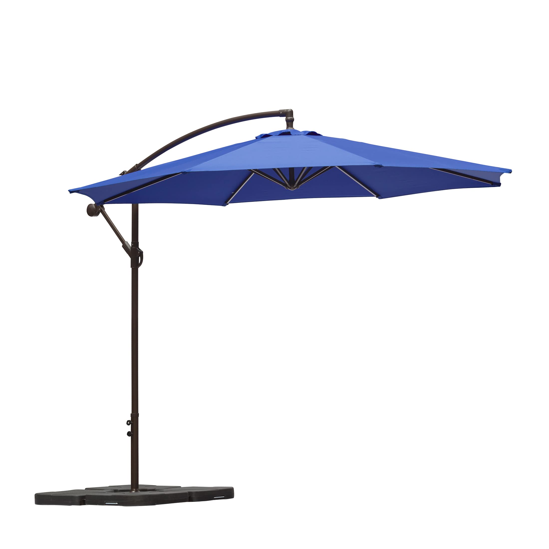 WO Home Furniture 10ft Outdoor Patio Cantilever Umbrella with Stand, Base & 3 Weights - Hanging Shade Kit for Backyard, Poolside, and Garden Relaxation