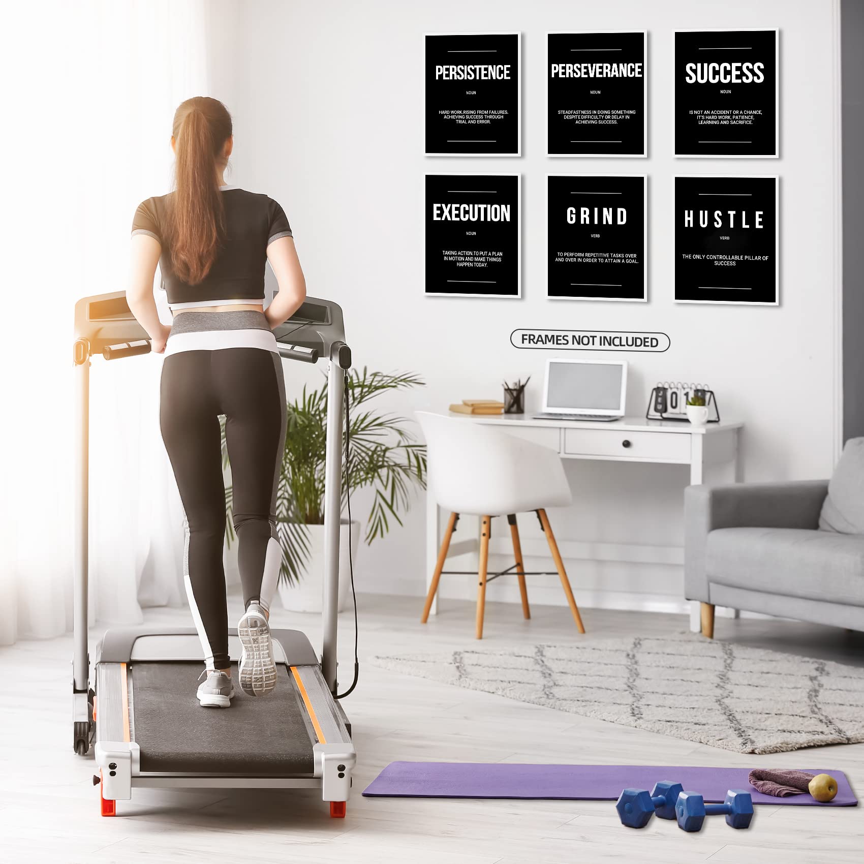 Motivational Wall Art Set of 6 - 8x10 Inch Inspirational Quote Posters for Bedroom, Living Room & Office Decor - Positive Sayings Unframed Prints for Home & Workspace Motivation
