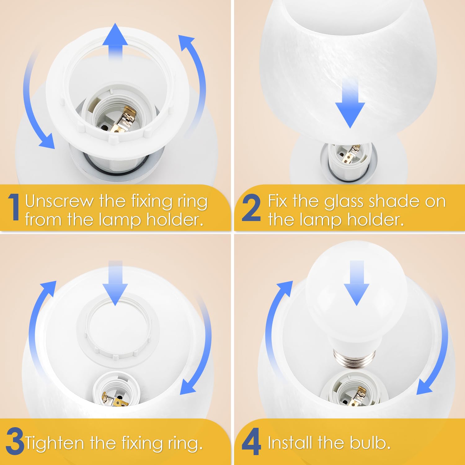 Modern Touch Bedside Table Lamp - 3-Way Dimmable Nightstand Lamp with White Opal Glass Shade, Warm White Bulb Included | Perfect for Bedroom, Living Room & Office Decor | Stylish Night Light & Thoughtful Gift Idea