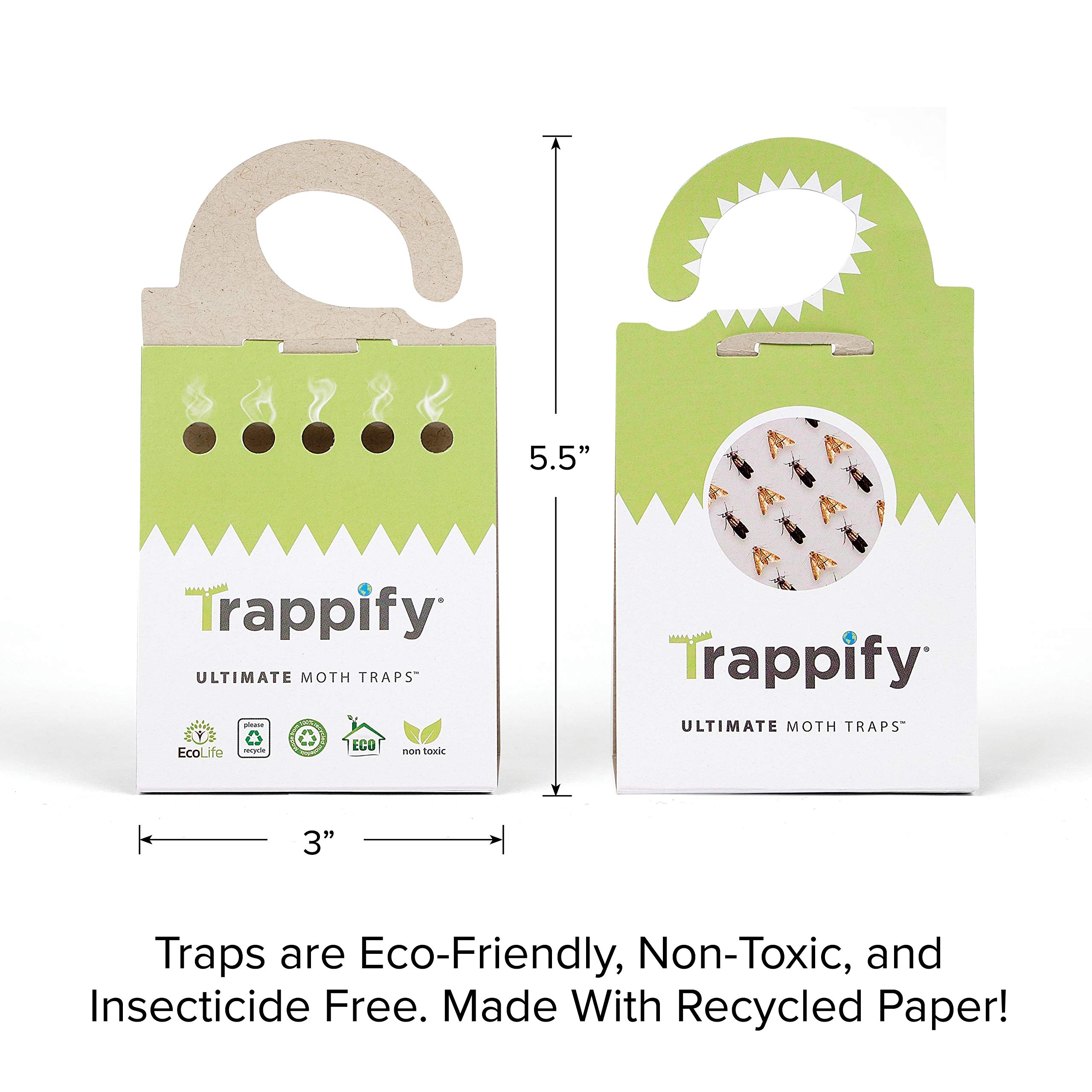 Trappify Ultimate Moth Traps - Strong Adhesive Clothes Moth Traps & Pantry Moth Catchers for Home, Kitchen, Closet, Cabinet | Eco-Friendly, Easy to Use (8 Pack) - Protect Your Wardrobe & Food Storage from Moth Damage