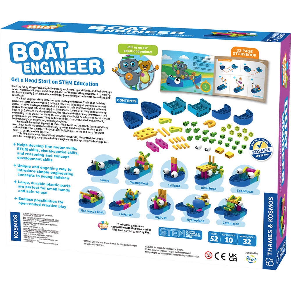 Kids First Boat Engineer STEM Building Kit - Educational Toy for Children Ages 3-5 | Fun Learning Activity for Preschoolers & Kindergarten | Perfect for Home Play & Classroom STEM Projects