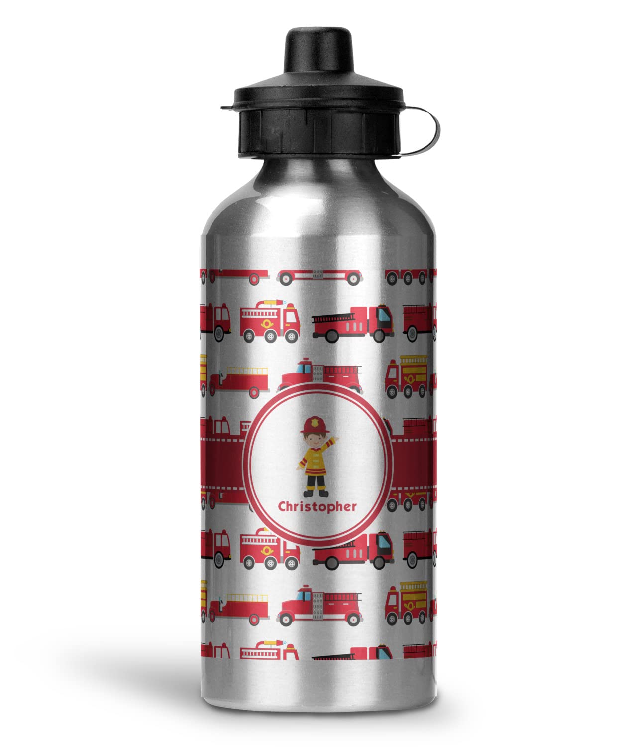 Customized Firetruck Design Aluminum Water Bottle - 20oz Insulated Stainless Steel - Perfect for Firefighters, Kids & Outdoor Adventures