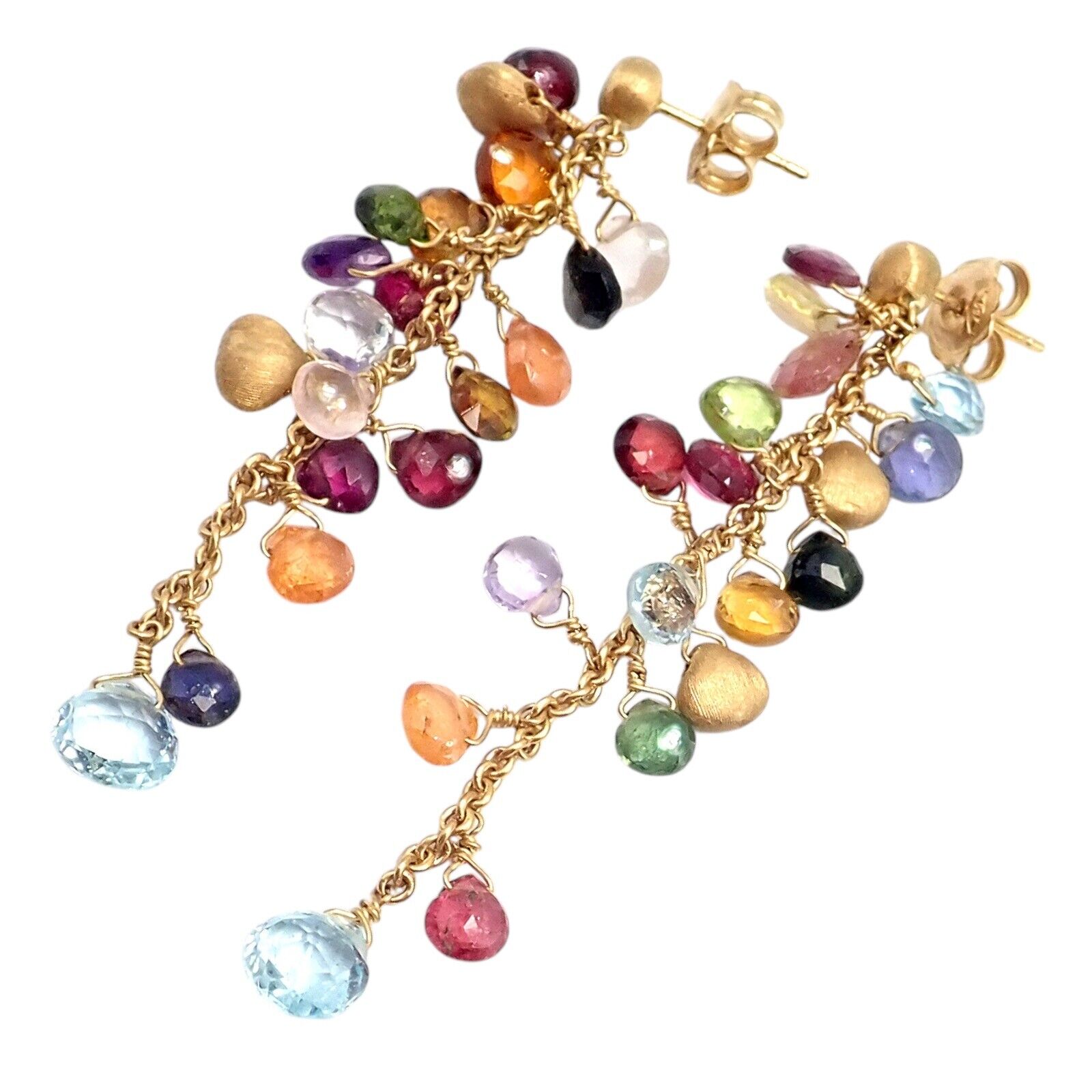 Authentic Marco Bicego 18k Yellow Gold Paradise Multicolor Gemstone Earrings - Luxury Jewelry for Women, Perfect for Weddings, Parties & Special Occasions