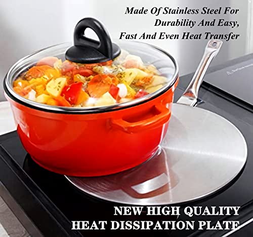 9.44 Inch Stainless Steel Heat Diffuser Plate for Gas, Electric & Induction Stoves - 24cm Induction Cooker Flame Guard with Handle - Perfect for Simmering, Melting Chocolate & Even Heat Distribution in Home Kitchen