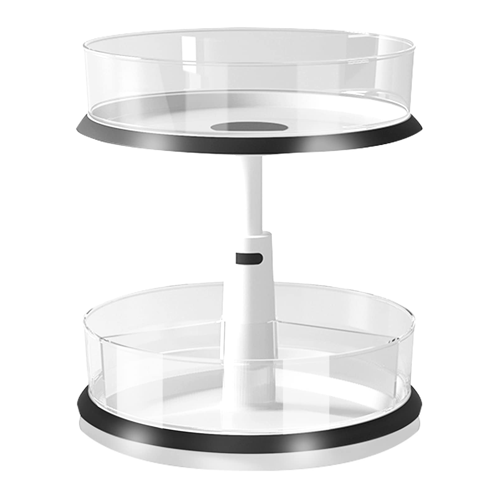 2-Tier Turntable Organizer - 11 Inch Height Adjustable Rotating Spice Rack with Non-Slip Base for Kitchen Countertop, Bathroom, Makeup Storage | Space-Saving Cabinet Organizer for Pantry, Vanity & Office Supplies