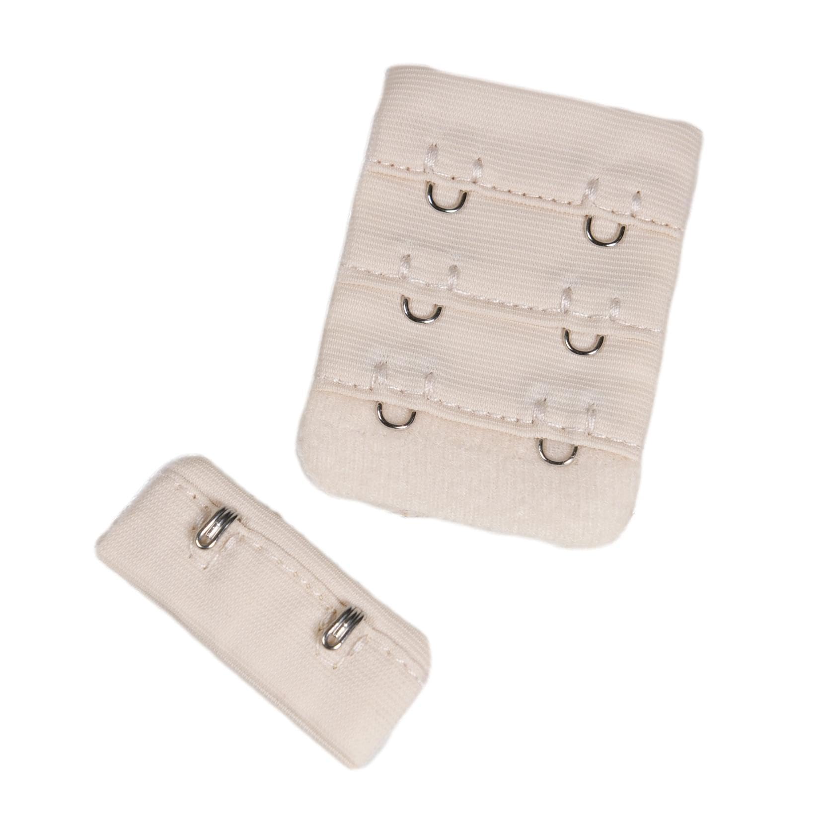 Porcelynne Beige Nude Bra Hook and Eye Closure Replacement - 2 Row Silver Hardware - 1.5 Inch Wide - 1 Pair for Lingerie Repair & DIY Sewing Projects