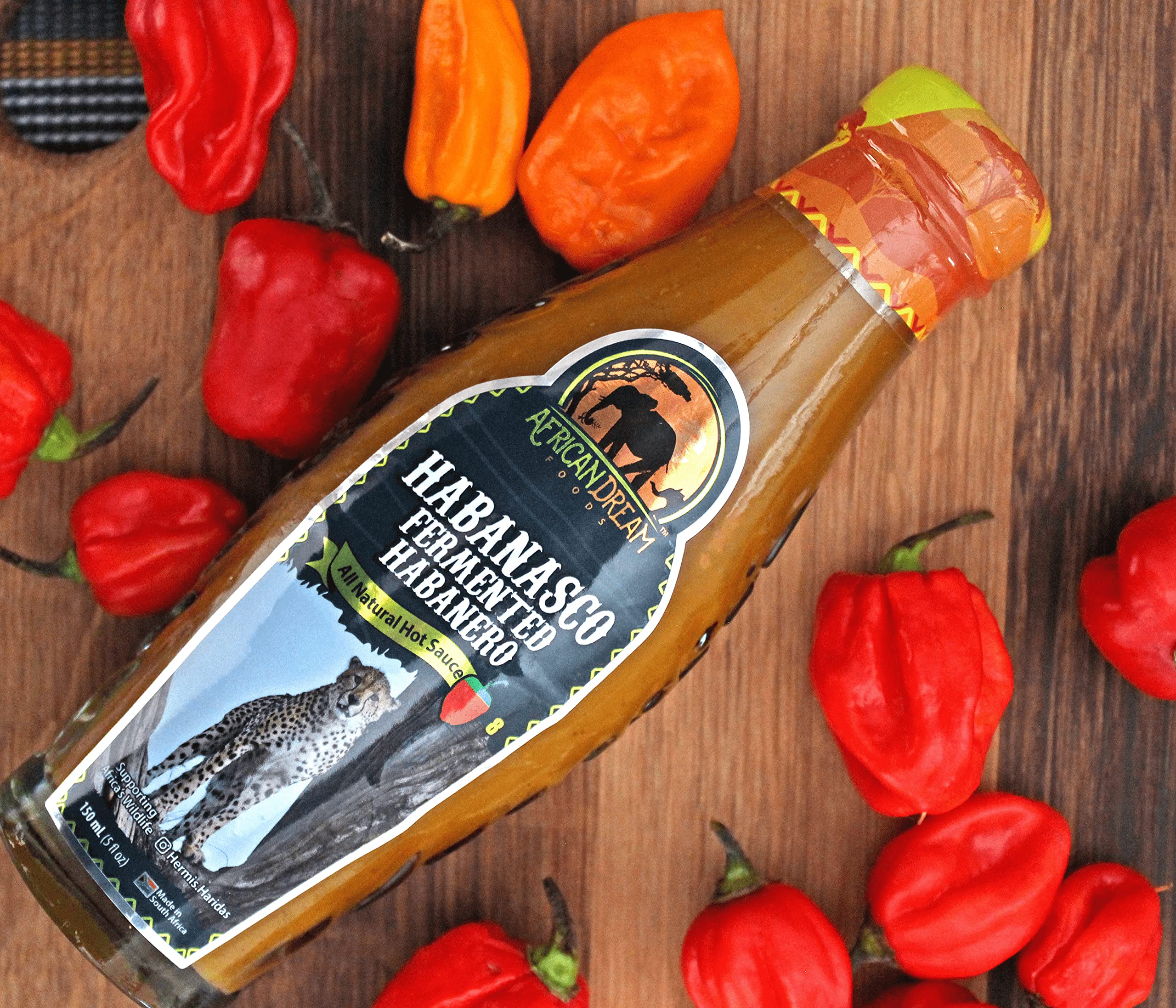Habanasco Fermented Habanero Hot Sauce by African Dream Foods - Tangy Extra Spicy Vinegar-Based Pepper Sauce | Glass Bottle 5 fl oz (2-Pack) | Perfect for Tacos, Wings & Bloody Marys