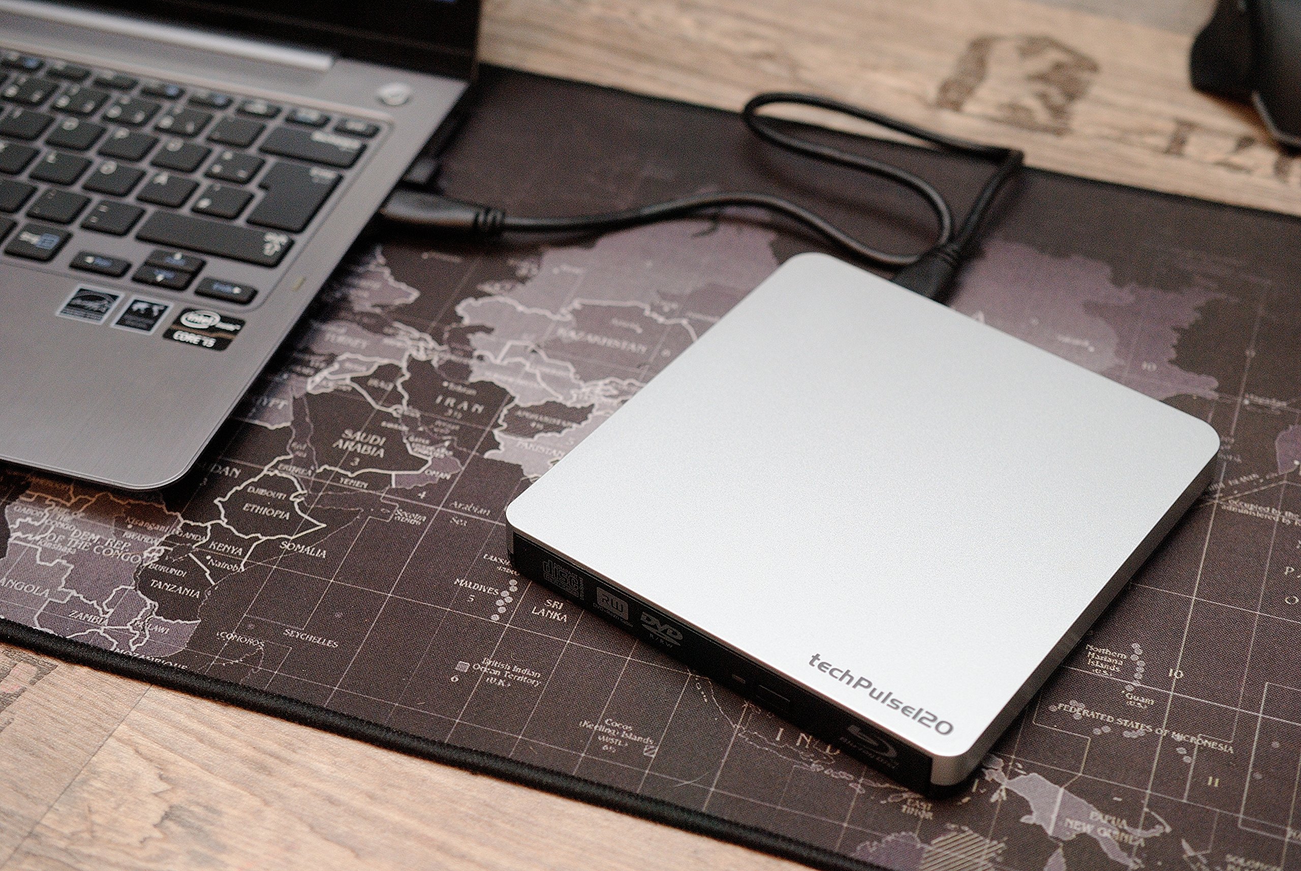 TechPulse120 Portable USB 3.0 External Blu-Ray Burner Drive - Slim BD/DVD/CD Writer for Windows & Mac (MacBook Pro/Air, iMac) | Perfect for Movie Playback, Data Backup & Media Creation