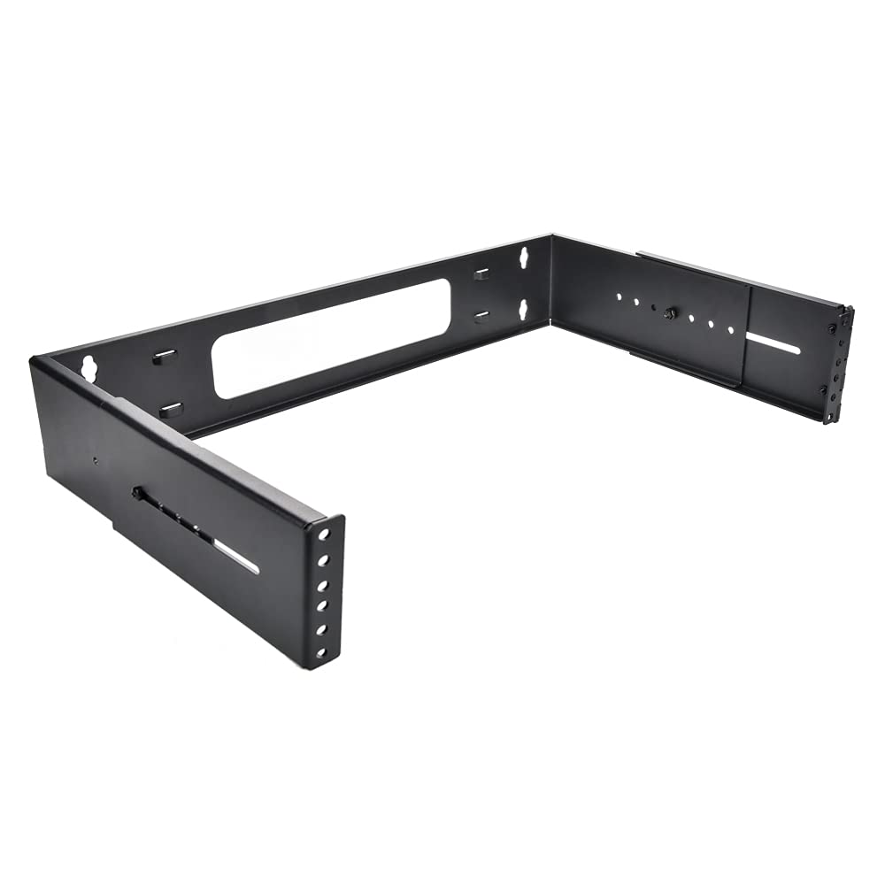 2U Hinged Extendable Wall Mount Bracket for Network Equipment - Adjustable Depth up to 13.5