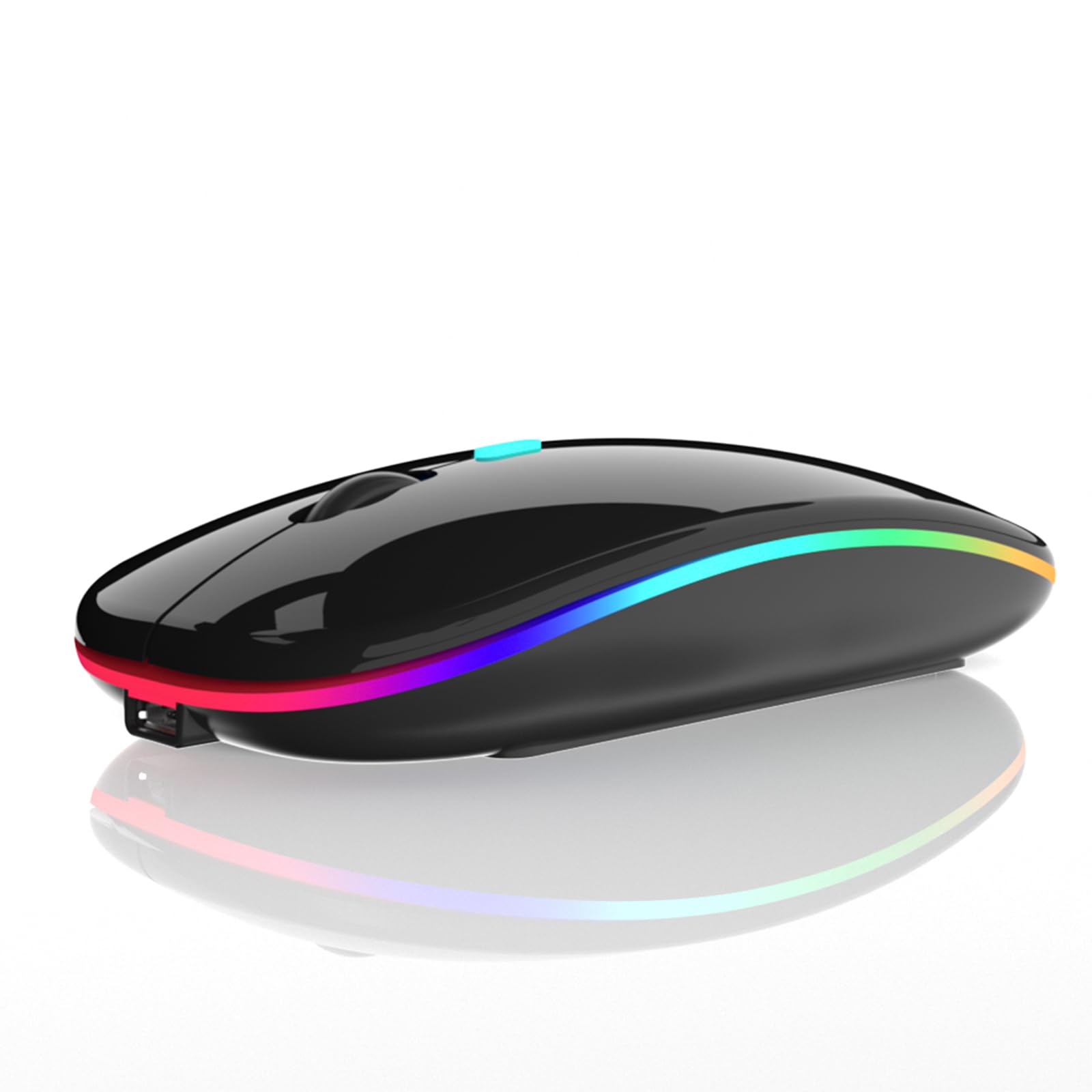MMK Wireless Bluetooth Mouse 5.1 - 1600 DPI Silent Click LED Mouse for Laptop, PC, Tablet, iPad, Notebook | Portable Office & Travel Computer Accessory (Black)