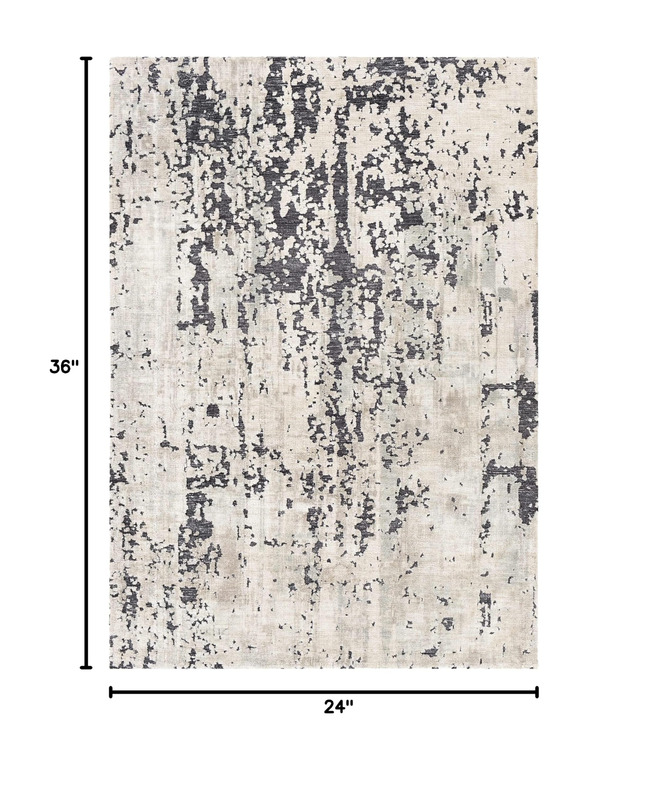 Modern Hauteloom Dundry Area Rug for Living Room & Bedroom - Soft Contemporary Design in Charcoal, Gray & Peach - 2' x 3' - Perfect for Cozy Home Decor, Apartment Styling & Office Spaces