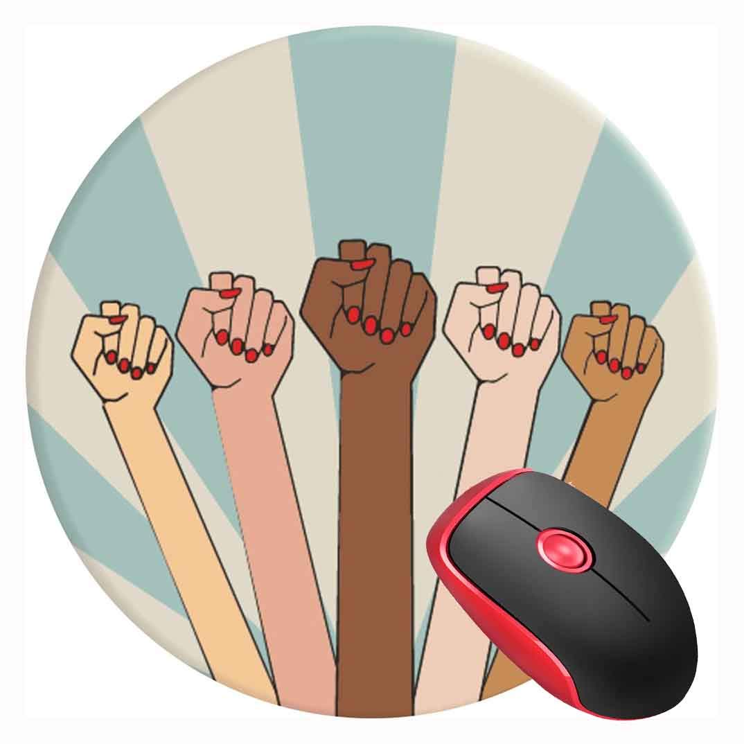 Empowered Feminist Power Round Mouse Pad - Non-Slip Rubber Base Mouse Mat for Laptop & Computer - Ideal for Office, Gaming, and Home Workspace