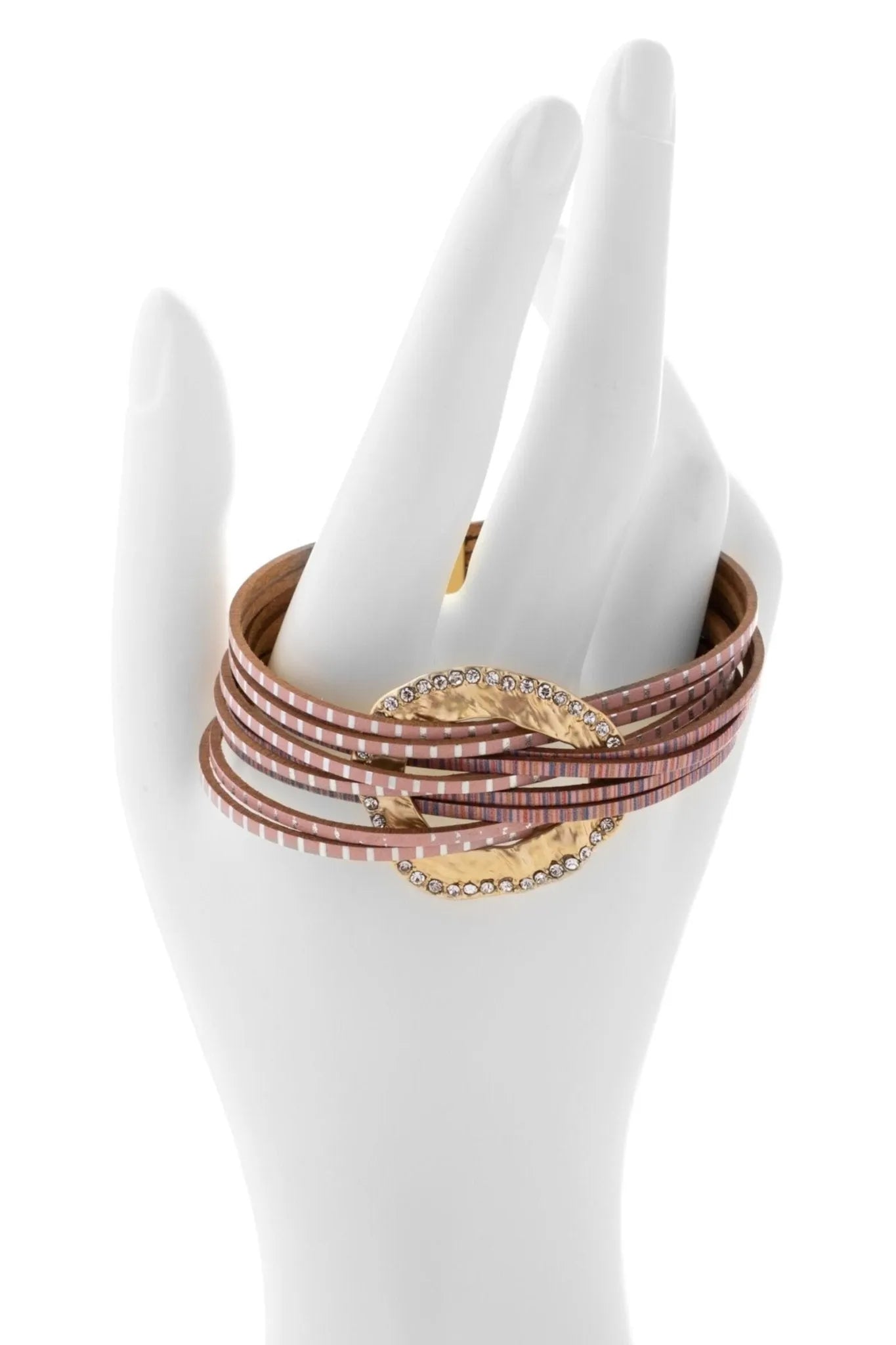Vegan Leather Crystal Disk Bracelet for Women - Elegant Boho Chic Jewelry for Casual & Party Wear - Perfect Gift for Her