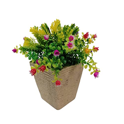 Rope Design Planter W/ Artificial Flower