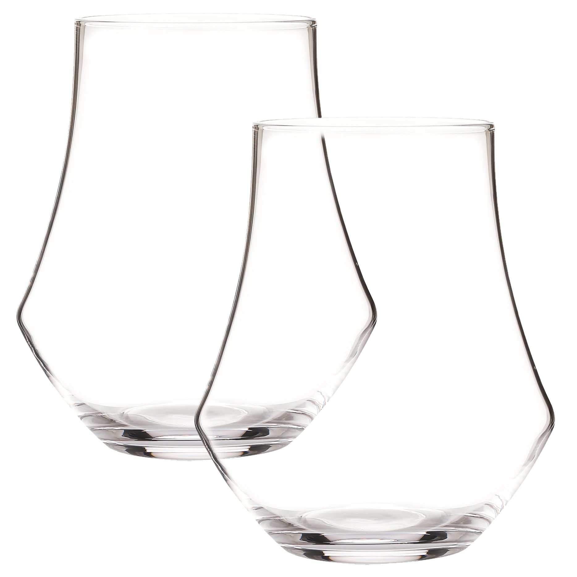 Premium Whiskey Tumbler Set - 2 Tulip-Shaped Brandy Snifter Glasses for Bourbon, Scotch & Whiskey Tasting - Elegant Lowball Drinking Glasses for Home Bar, Gifts & Cocktail Parties