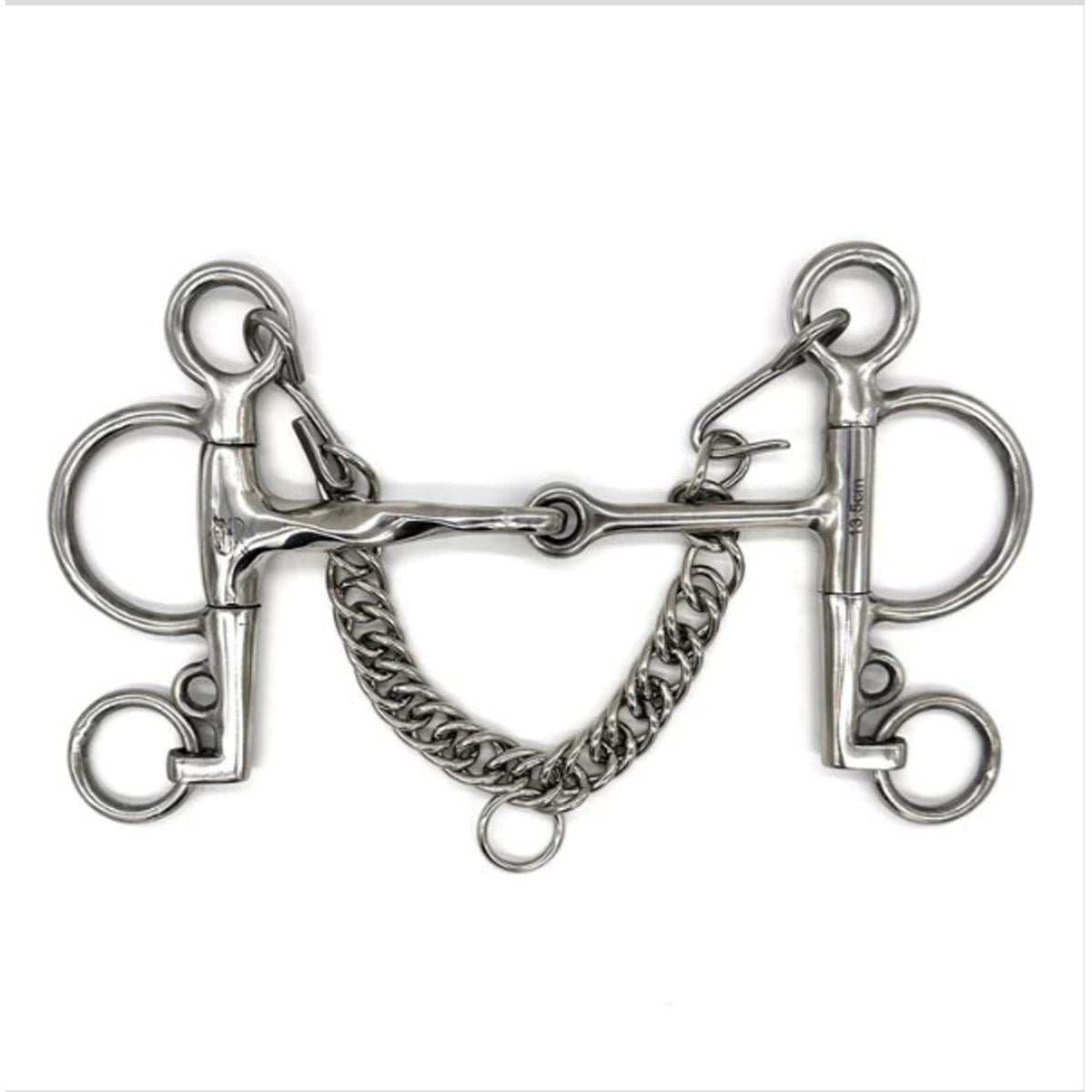 AJR Half Twist Half Straight Bar Pelham Bit - English Horse Riding Bit for Dressage & Jumping - Perfect for Training & Show Competitions