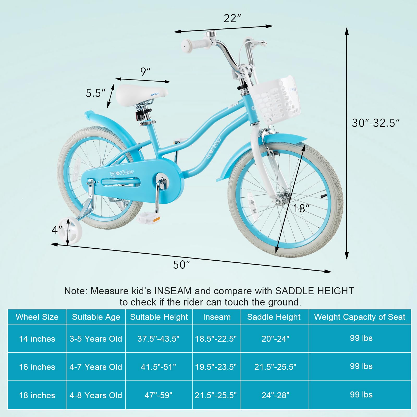 BABY JOY Kids Bike for Boys & Girls - 12, 14, 16, 18, 20 Inch Children's Bicycle with Adjustable Seat, Removable Basket, Handbrake & Coaster Brake - Includes Training Wheels & Kickstand - Multi-Color Options - Perfect for Neighborhood Rides, Park Adventures & Learning to Cycle