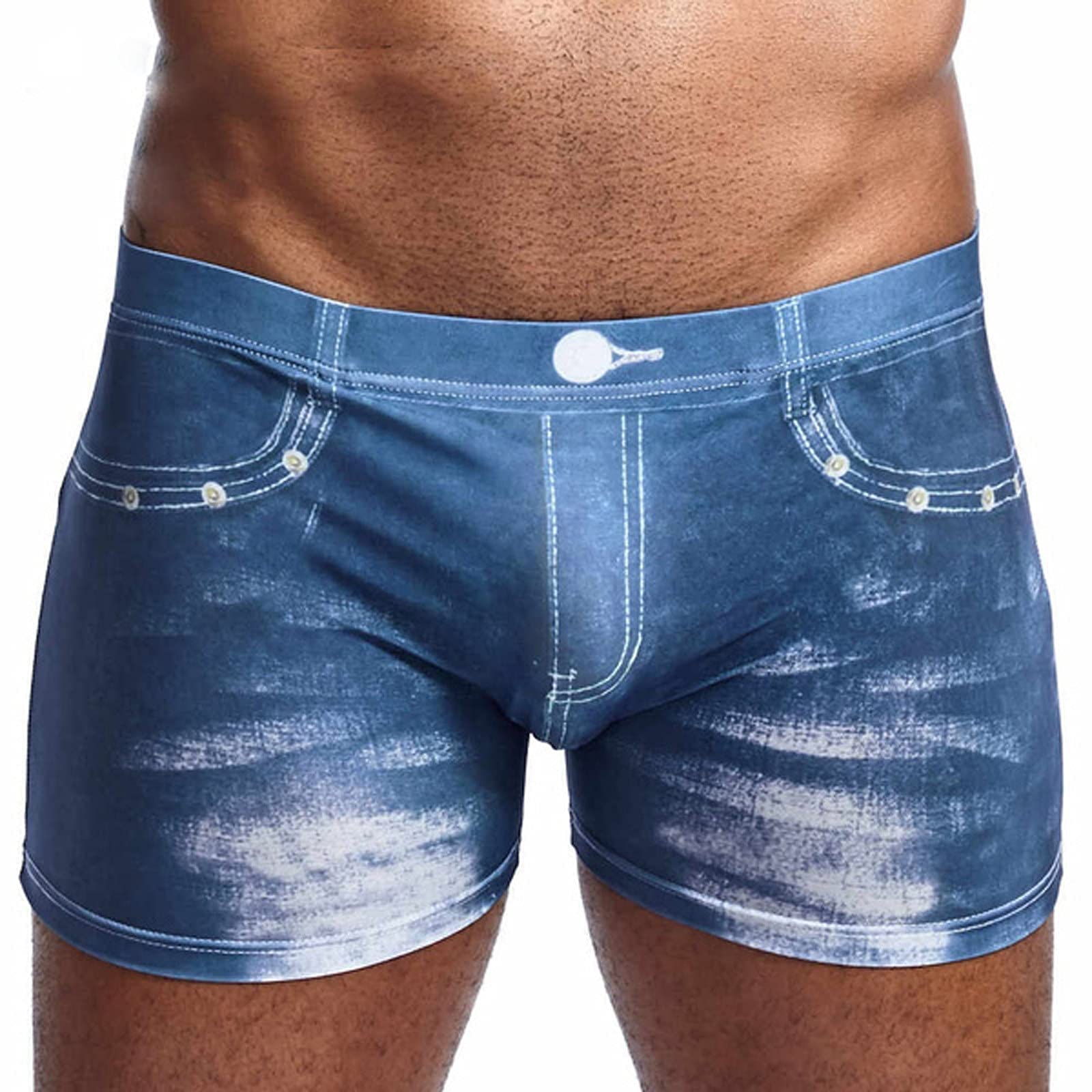 Black Lace Bodysuit for Men - Breathable Casual Underwear & Sexy Fake Jean Short Boxers Briefs - Perfect for Date Night, Lingerie Parties and Intimate Moments