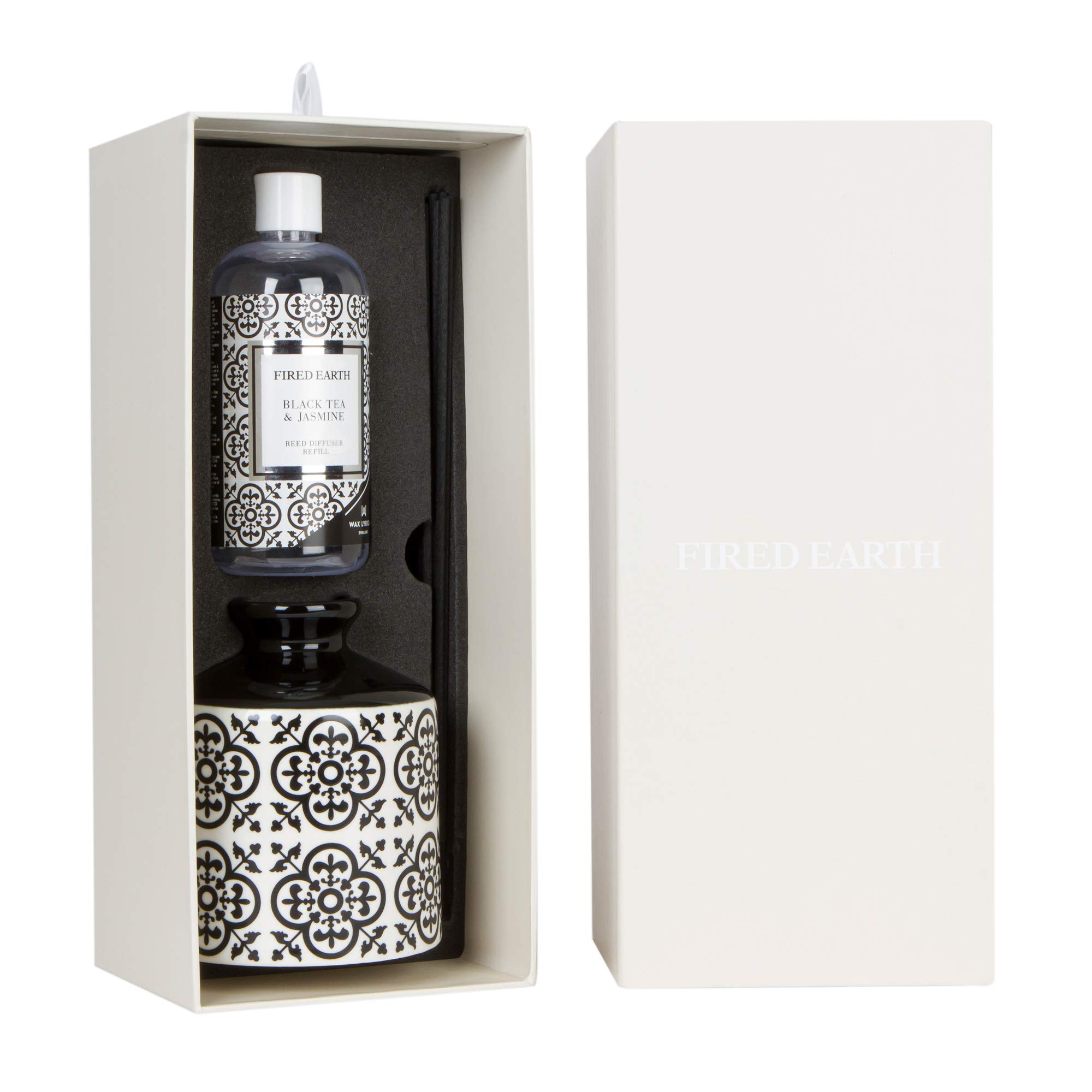 WAX LYRICAL Fired Earth Ceramic Black Tea & Jasmine Reed Diffuser Gift Set - Home Fragrance, Aromatherapy, Relaxation for Bedroom, Bathroom & Living Room