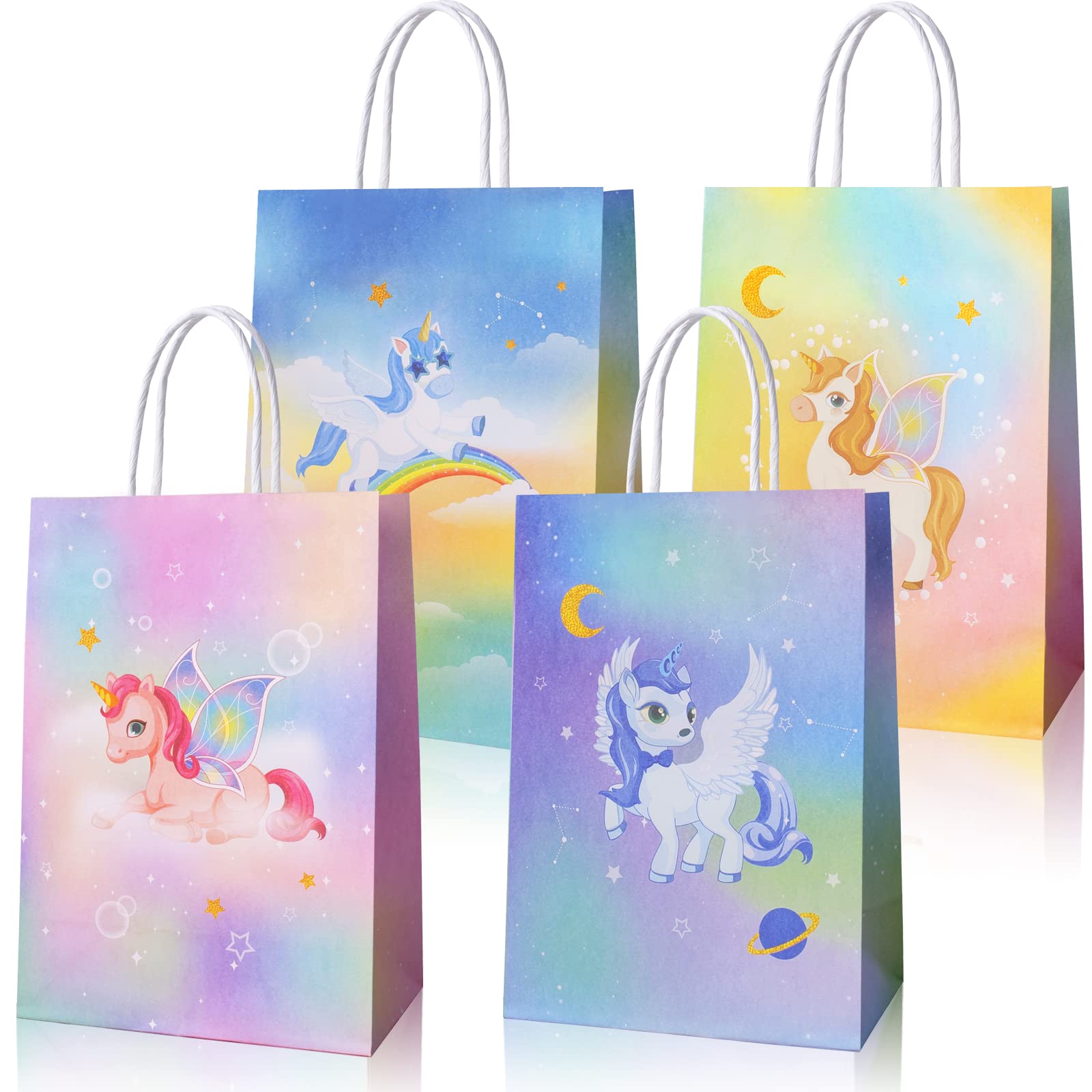 **Pastel Unicorn Party Favor Bags - 16PCS Goodie Treat Bags for Girls Birthday Party, Unicorn Themed Party Supplies & Decorations - Perfect for Kids Birthday, Baby Shower, and Unicorn Themed Events**