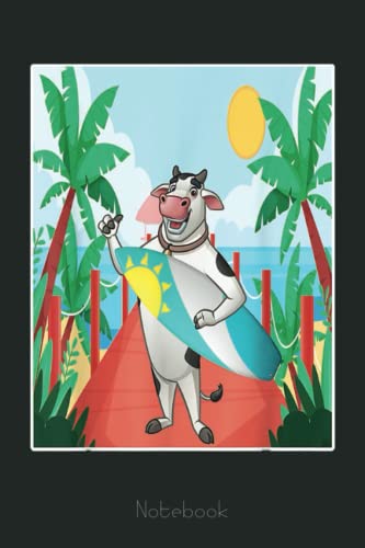 Funny Cow Summer Vacation Beach Surfing Holiday Notebook - Kids Drawing Journal with Writing Prompts | Interactive Diary Scrapbook for Children | Perfect for Beach Trips, Summer Camp & Creative Writing Practice