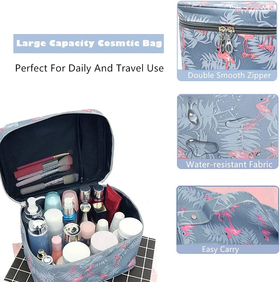 VIULVUK Professional Large Makeup Kit Organizer for Women | Waterproof Cosmetic Bag with Multiple Compartments | Travel Toiletry Pouch & Wash Bag | Perfect for Skincare Accessories Storage & Travel Essentials (Grey) - Ideal for Home, Travel, and Salon Use