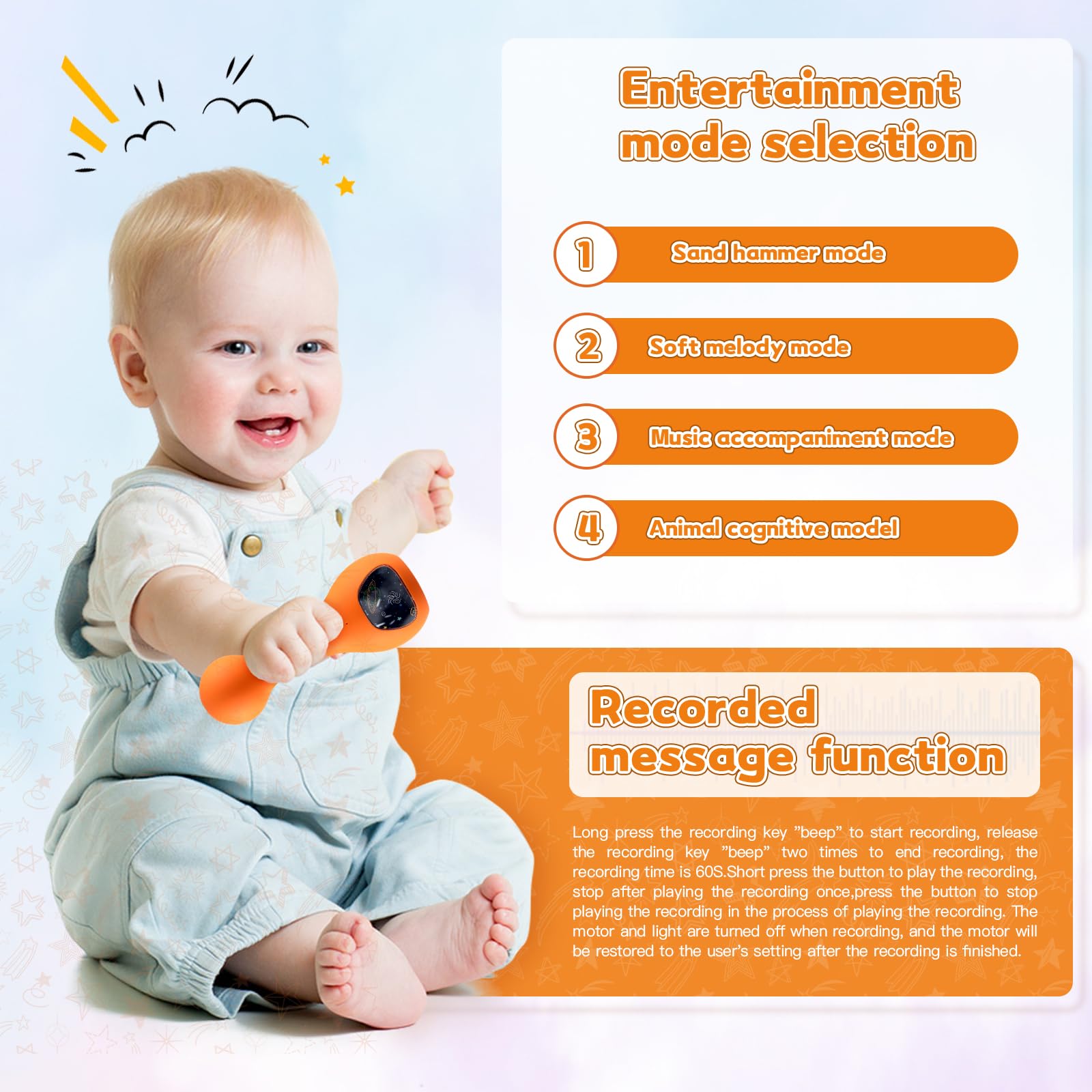 Baby White Noise Machine - Portable Sound Soother with 7 Calming Sounds & Recordable Function | Wobble Feature for Better Sleep | Perfect for Nursery, Travel, Home Use & Baby Shower Gifts | Helps Infants Sleep Peacefully