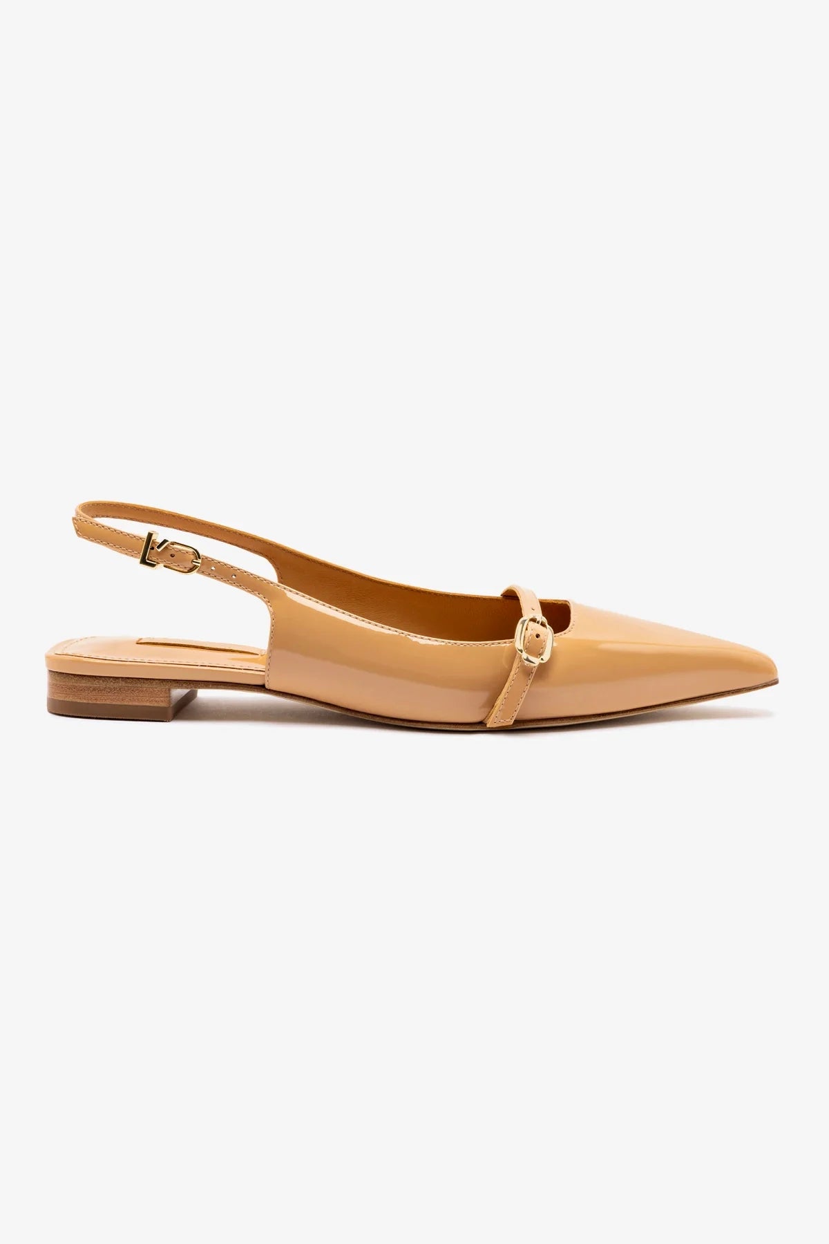 Ines Flat Shoes for Women - Tan Patent Leather Comfortable Ballet Flats - Perfect for Office, Travel & Everyday Wear