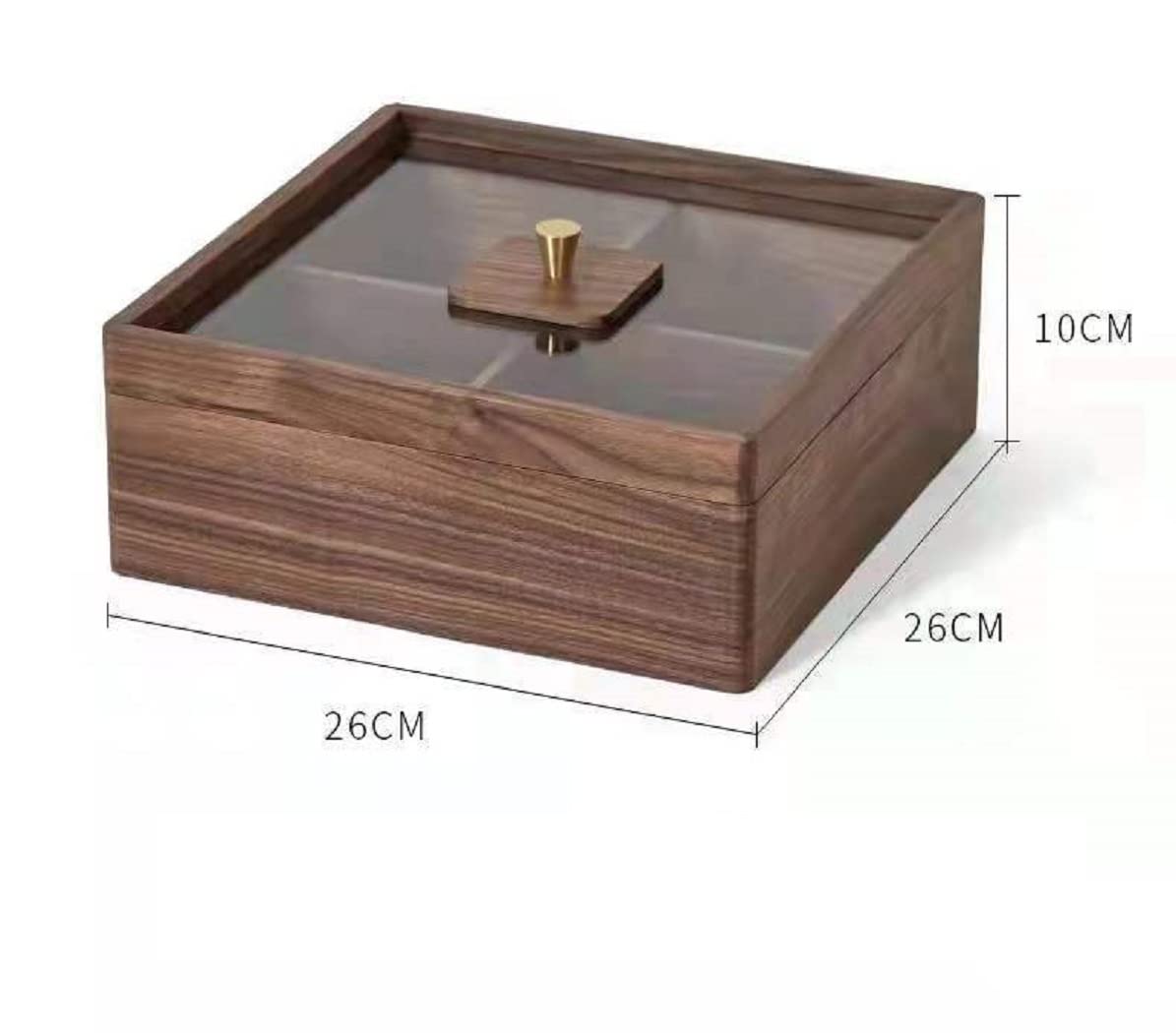 Premium Solid Black Walnut Wood Snack Storage Container - 4 Compartment Collectible Box with Glass Lid for Candy, Nuts, Chocolates & Dry Fruits | Perfect for Kitchen Countertop, Pantry Organization & Gift Giving