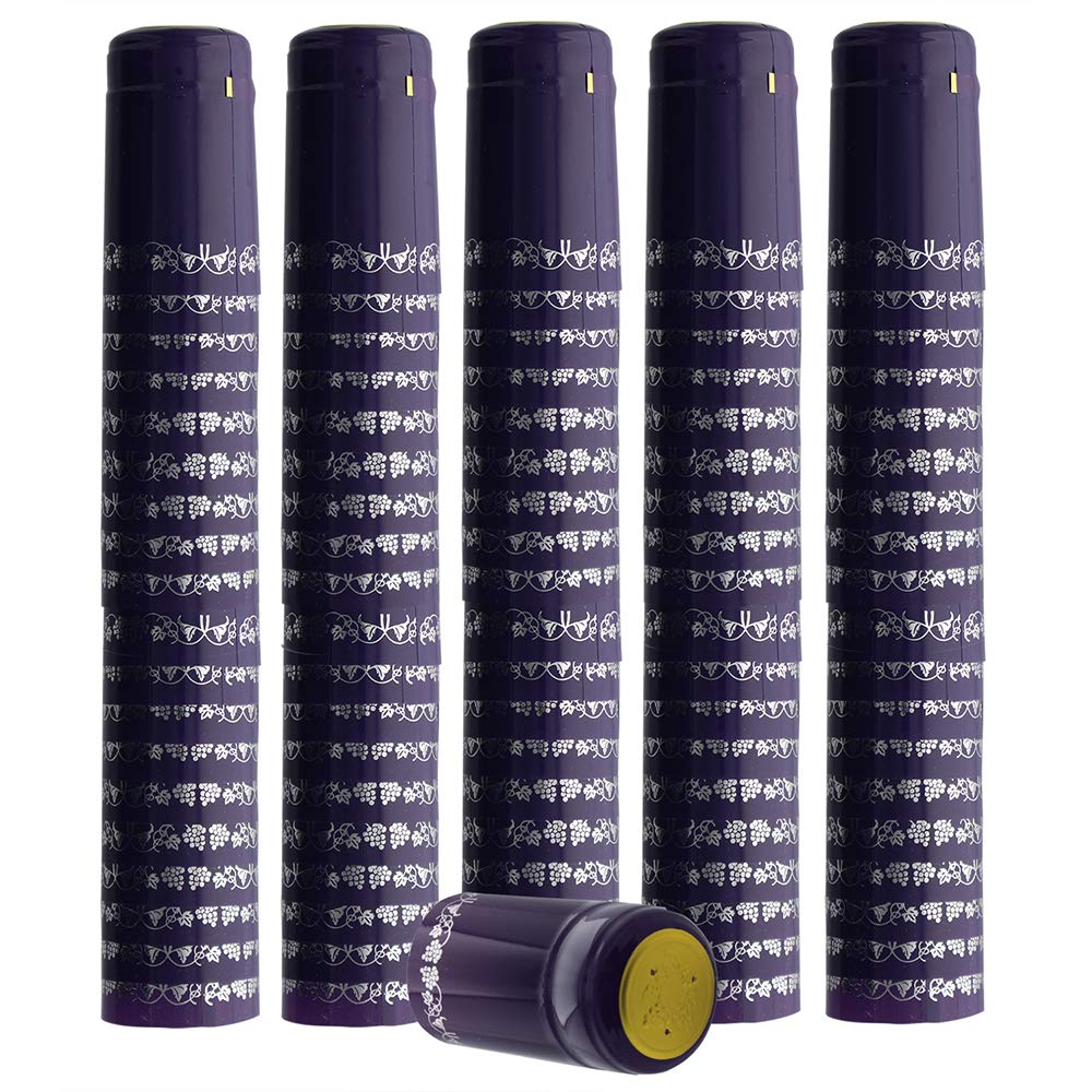 Premium PVC Shrink Capsules for Wine Bottles - 8000 Count (Purple with Silver Grapes Design) - Ideal for Home Brewing, Wine Making, and DIY Bottle Sealing Projects